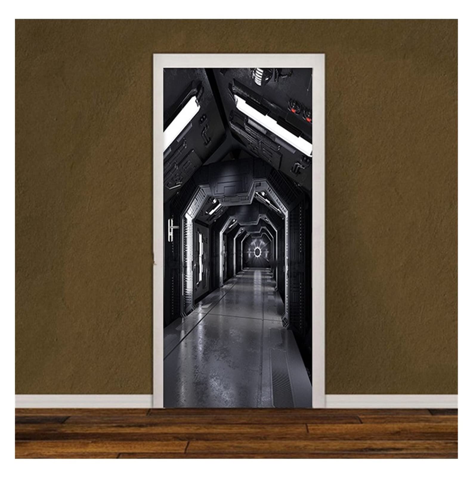 Papier peint tunnel mécanique 3D autocollant pour décoration murale