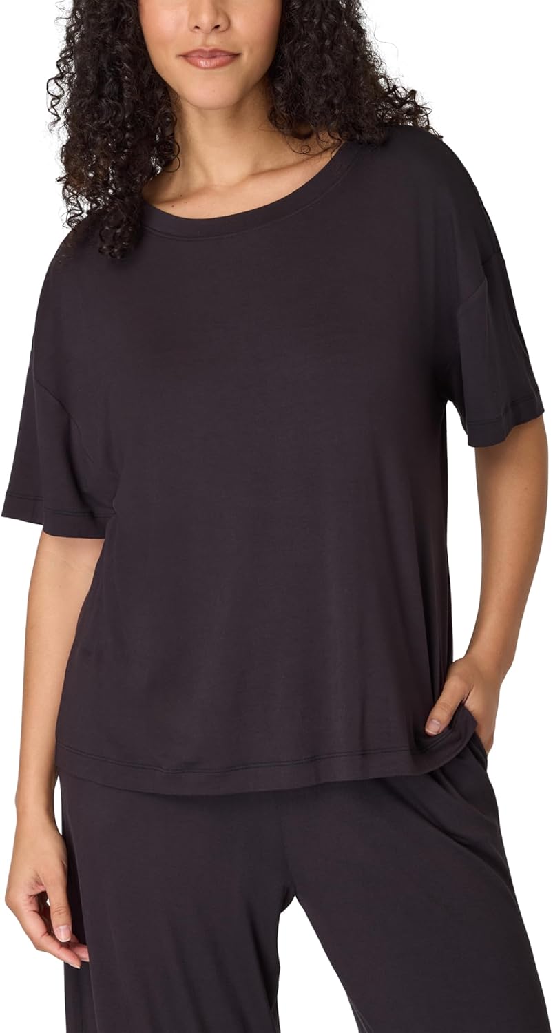 Bali Womens Sleepwear T-Shirt, Breathe Short-Sleeve Pajama Tee, Boxy Sleepwear Tee for Women