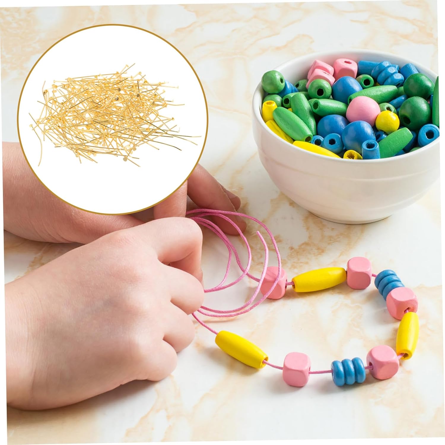 400pcs Flat Head Metal Head Pins for Jewelry Making DIY Beading Pins for Necklaces Bracelets Earrings Gold Craft Supplies
