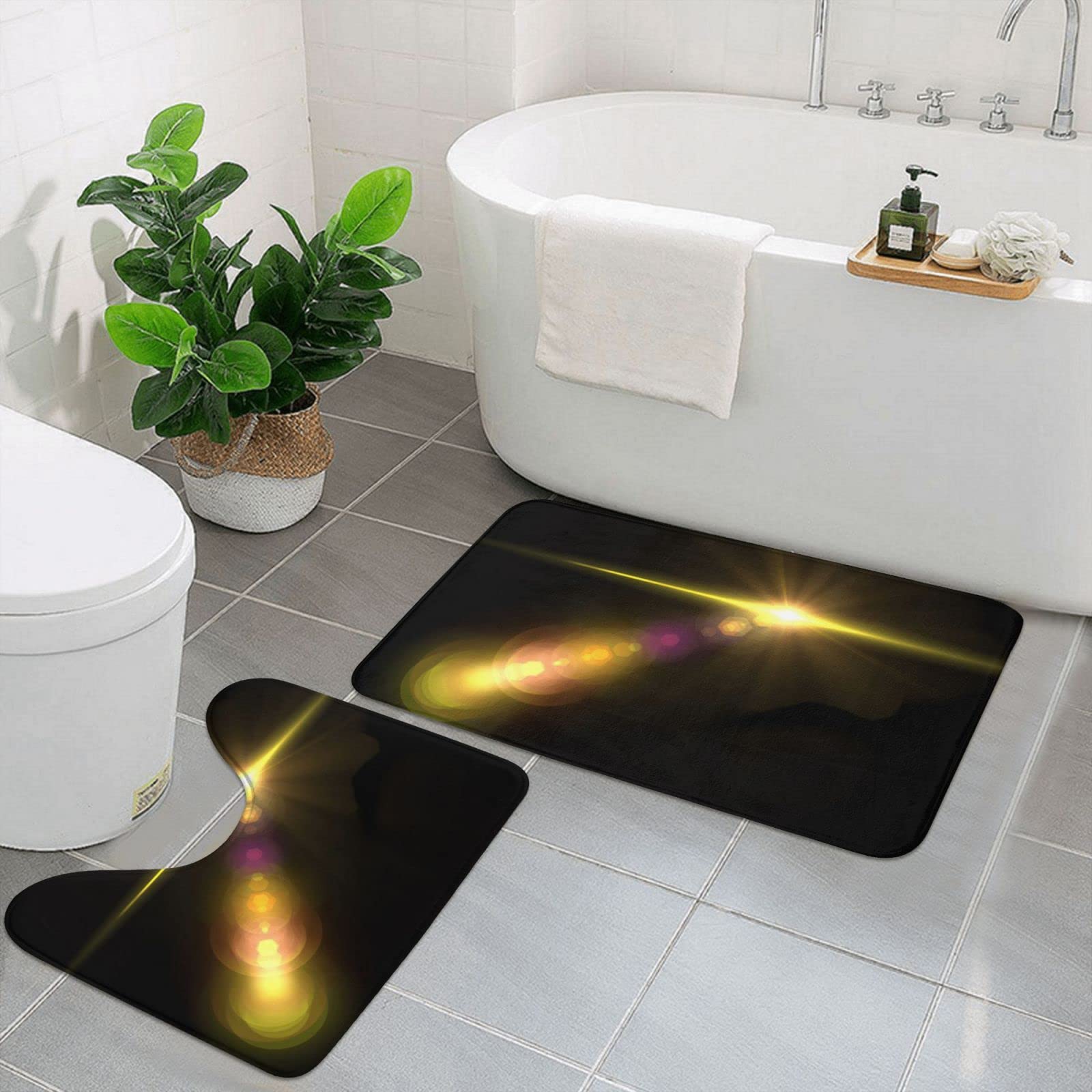 Tapis de bain imprimés pour baignoire et douche style moderne lot de 2