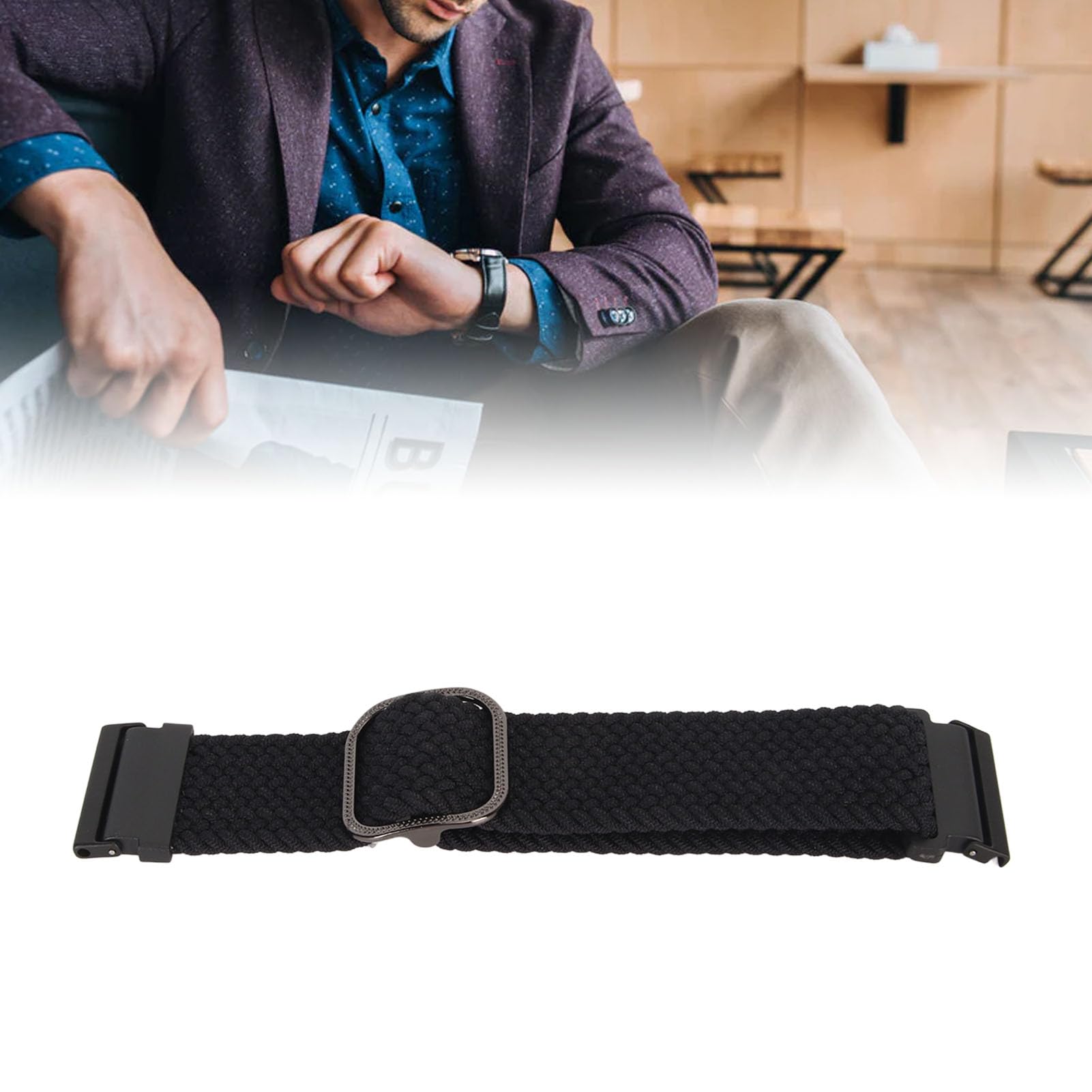 Rosvola Watch Band 24mm Adjustable Elastic Strap for Men for Sports Nylon Watch Bands Adjustable Braided Loop Straps or Men and Women