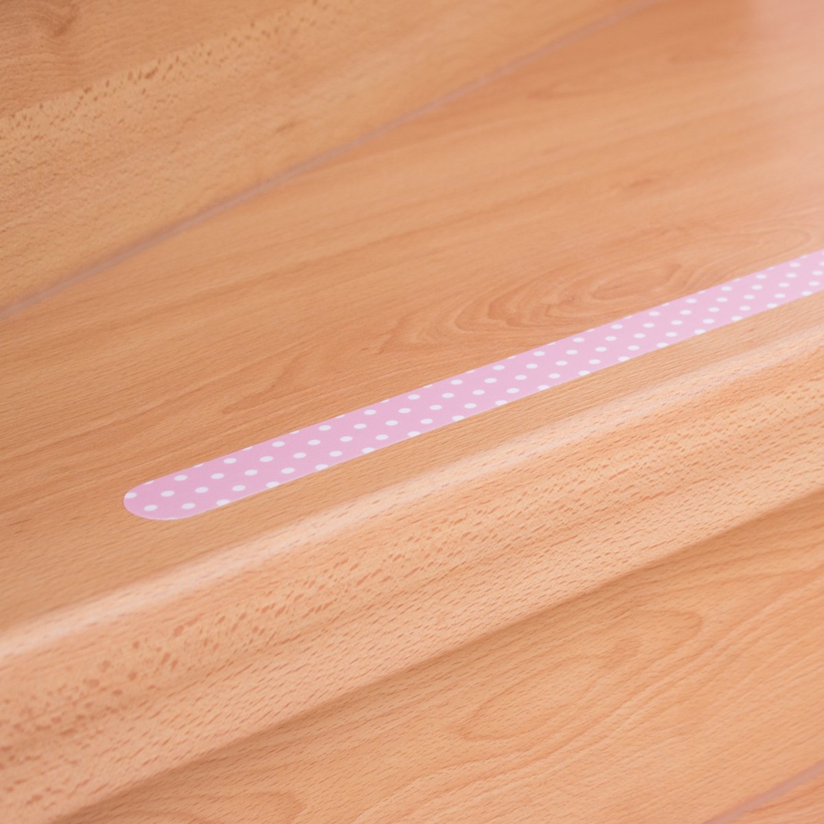 Anti-Rutsch-Streifen für Treppenstufen / 65 x 3 cm / 10 Stück/rosa gepunktet/selbstklebend