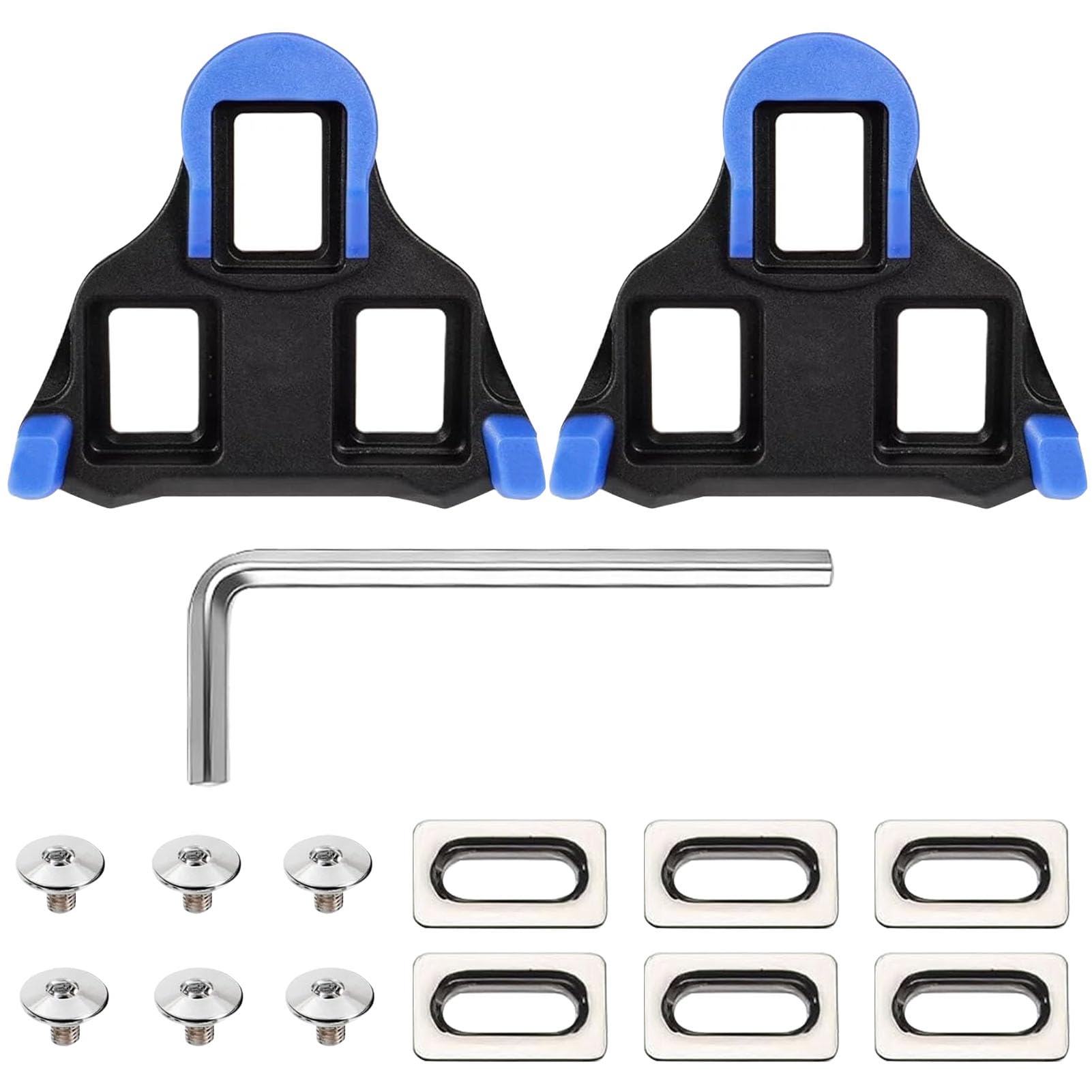 SEPSCO Road Bike Cleats for SPD SL, Cycling Pedals Cleat Compatible with Shimano SH10 SH11 SH12 System Shoes Durable Anti-Slip with Installation Set for Indoor Outdoor Bicycle Clips (Blue)