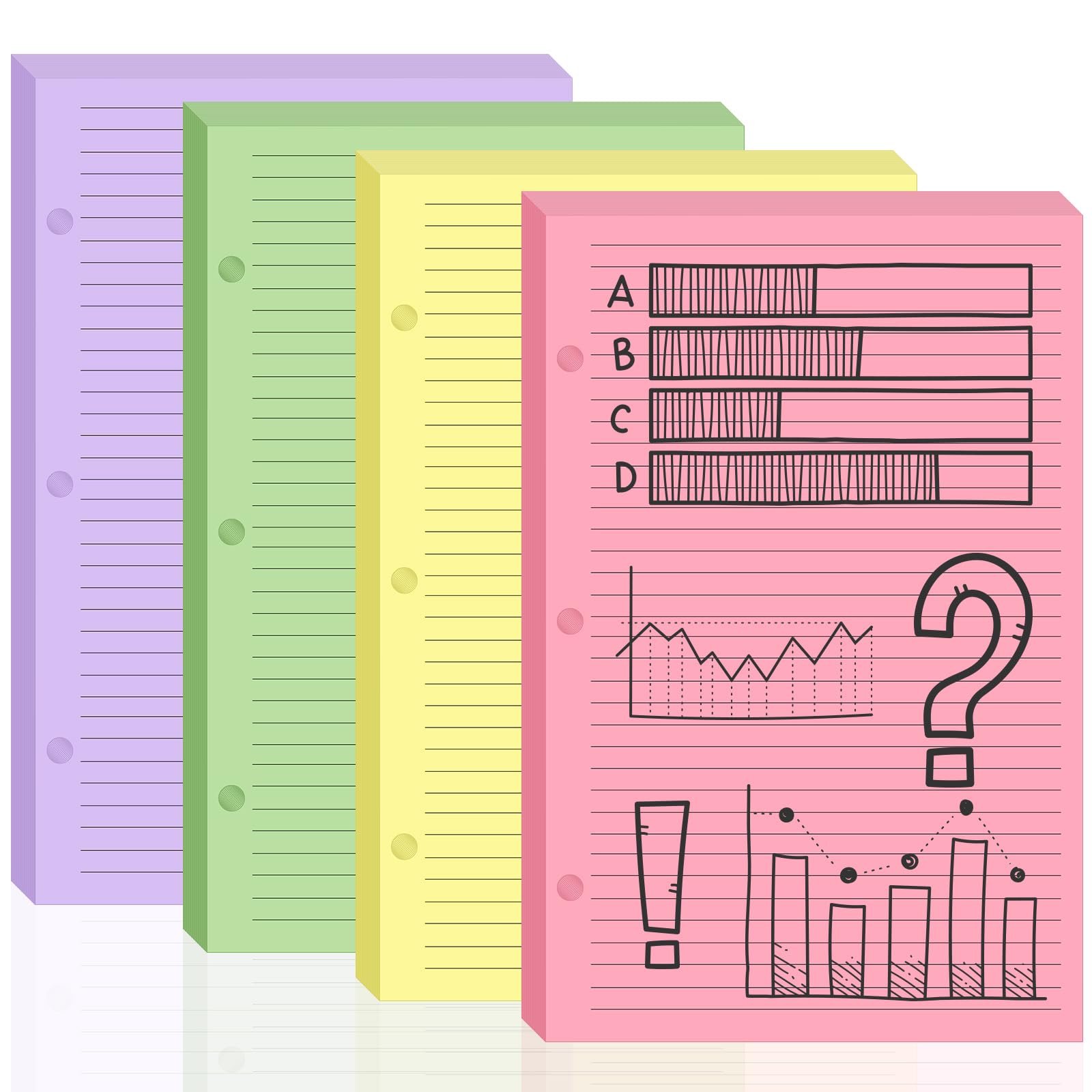 Amazon.com : College Ruled Paper Colored Loose Leaf Paper Half Letter ...