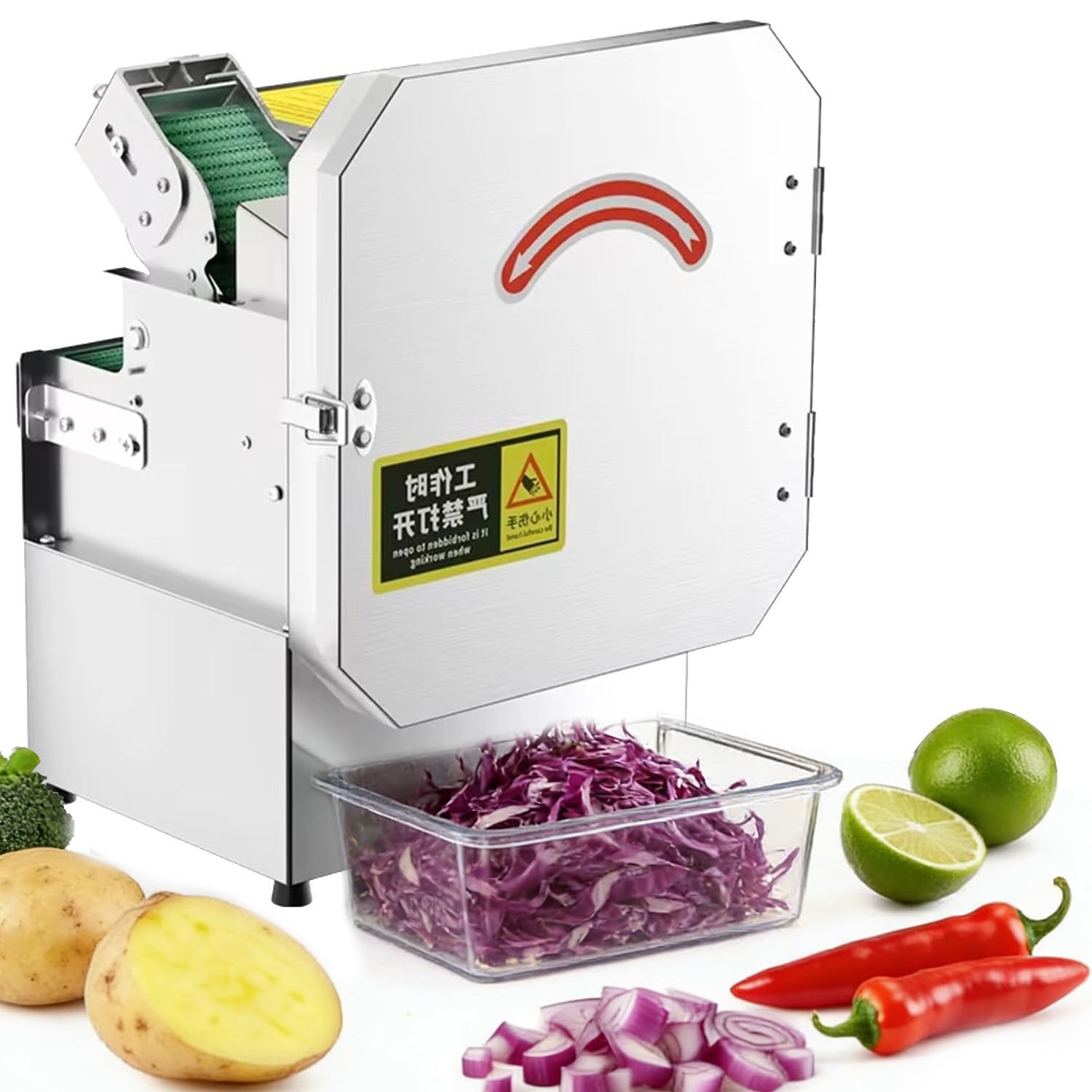 Affettatrice Elettrica Commerciale Tritatutto Cipollotti 200W 150Kg/Ora 700Giri/Min Acciaio Inox Spessore Regolabile 1.5-35mm per Uso Domestico Industriale Taglio Sedano Fagioli