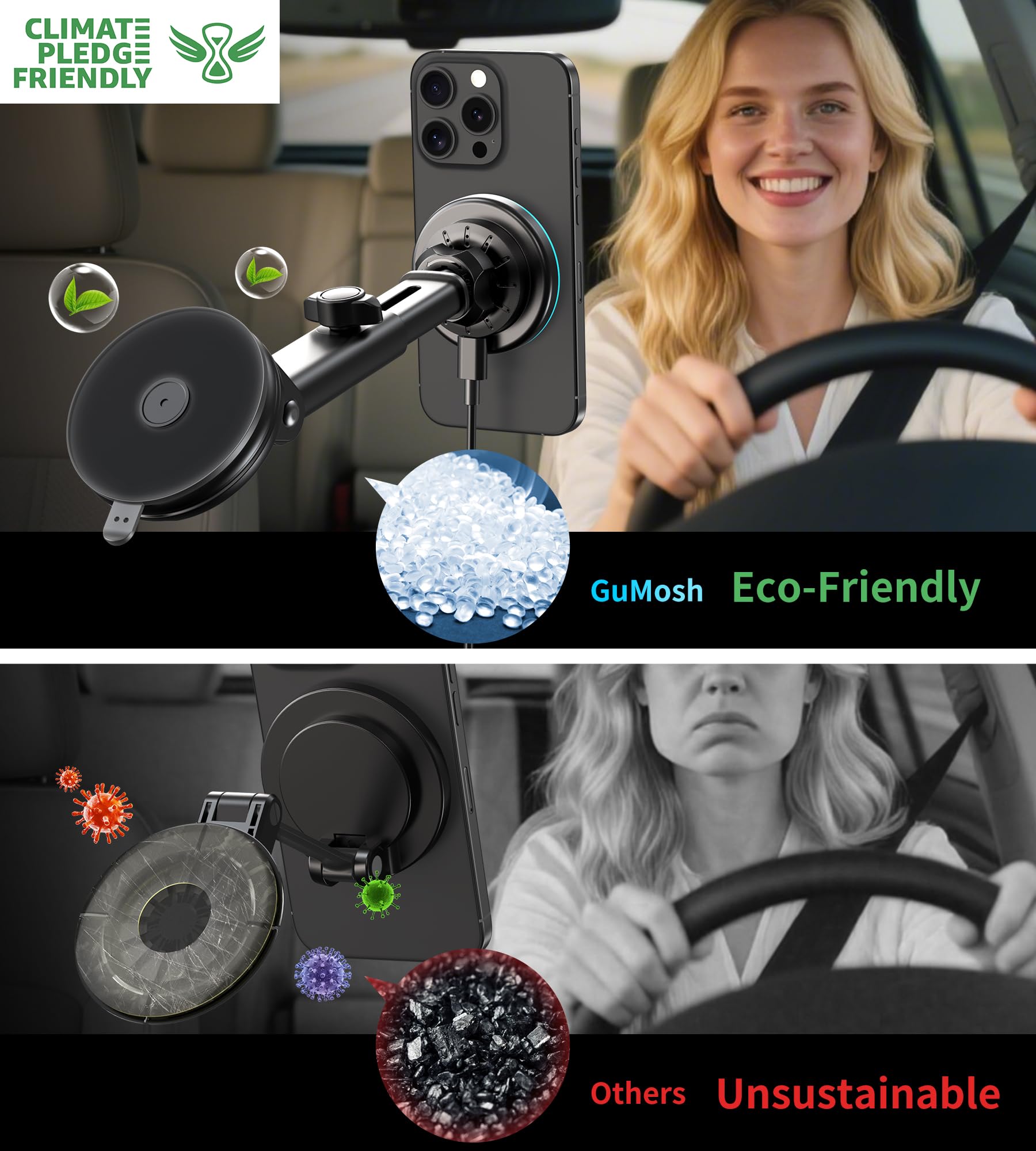 Soporte Coche mag-Safe con 【LED Light】para la Alineación de la Noche Cargador Inalambrico i-Phone Coche para Salpicadero Ventilacion Parabrisas para i-Phone 17 16 15 14 13 12 Series