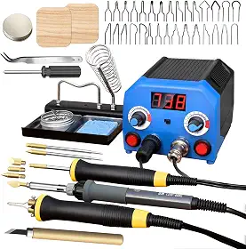 Kit de queimador de madeira LH55-3-3 Caneta para queimar madeira 200 ~ 750 °C, kit de queima de madeira com termômetro digital, temperatura ajustável, 3 canetas pirográficas para queima de