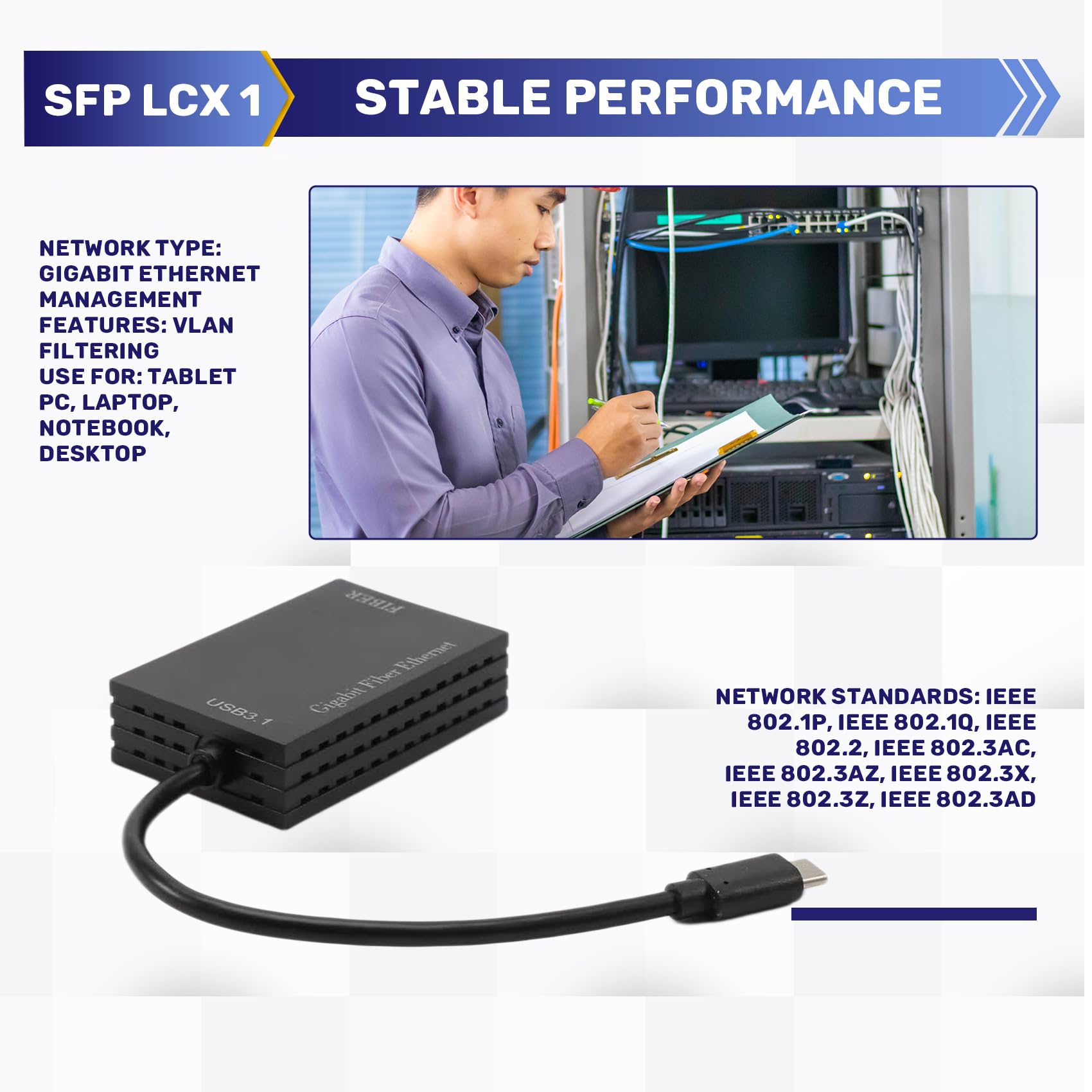 Adaptador de red USB-C a Gigabit Ethernet RTL8153 VLAN hoy