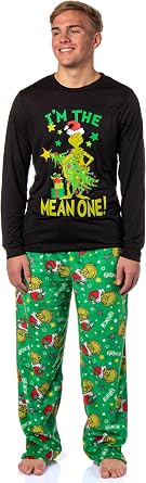 Dr. Seuss GRINCH Mens Im The Mean One Adult Lounge Pajama Sleep Set
