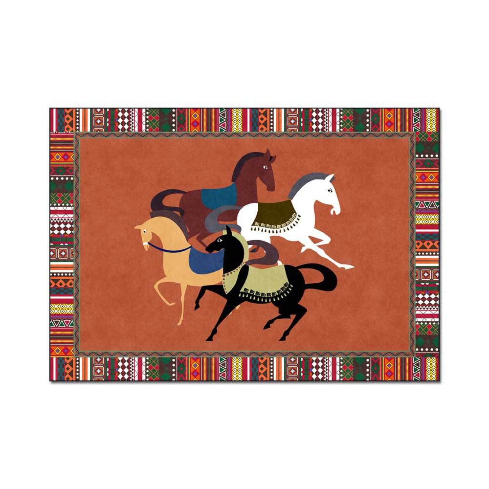 Designerski dywan, nowoczesny dywan, tradycyjny styl, czarny koń obramowania, wielokolorowy, nie gubi włosia, do sypialni, pokoju gier, 160 x 200 cm