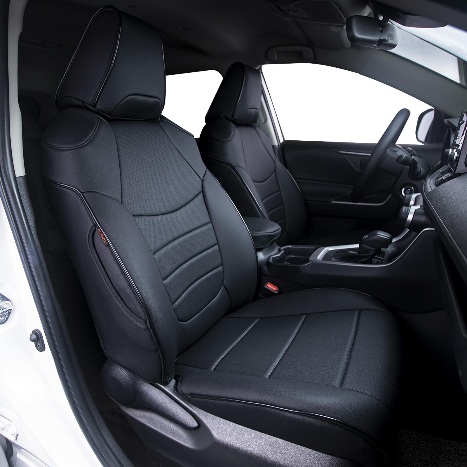 HKZ Custom Fit Corolla Cross Car Seat Covers Full Sets for 2021 2022 2023 2024 Toyota Corolla Cross L LE XLE (Non-Hybrid) - Leather(Black)