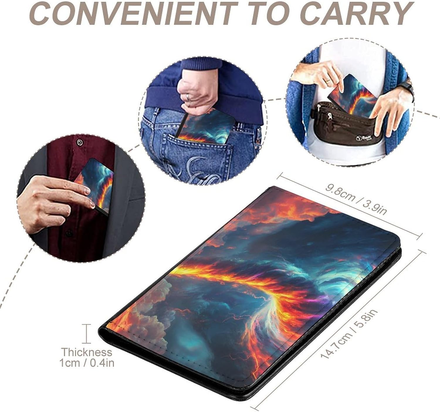 Tornado Colorful Passport Holder, Travel Wallet PU Bifold Passport Cover Case with Card Slots