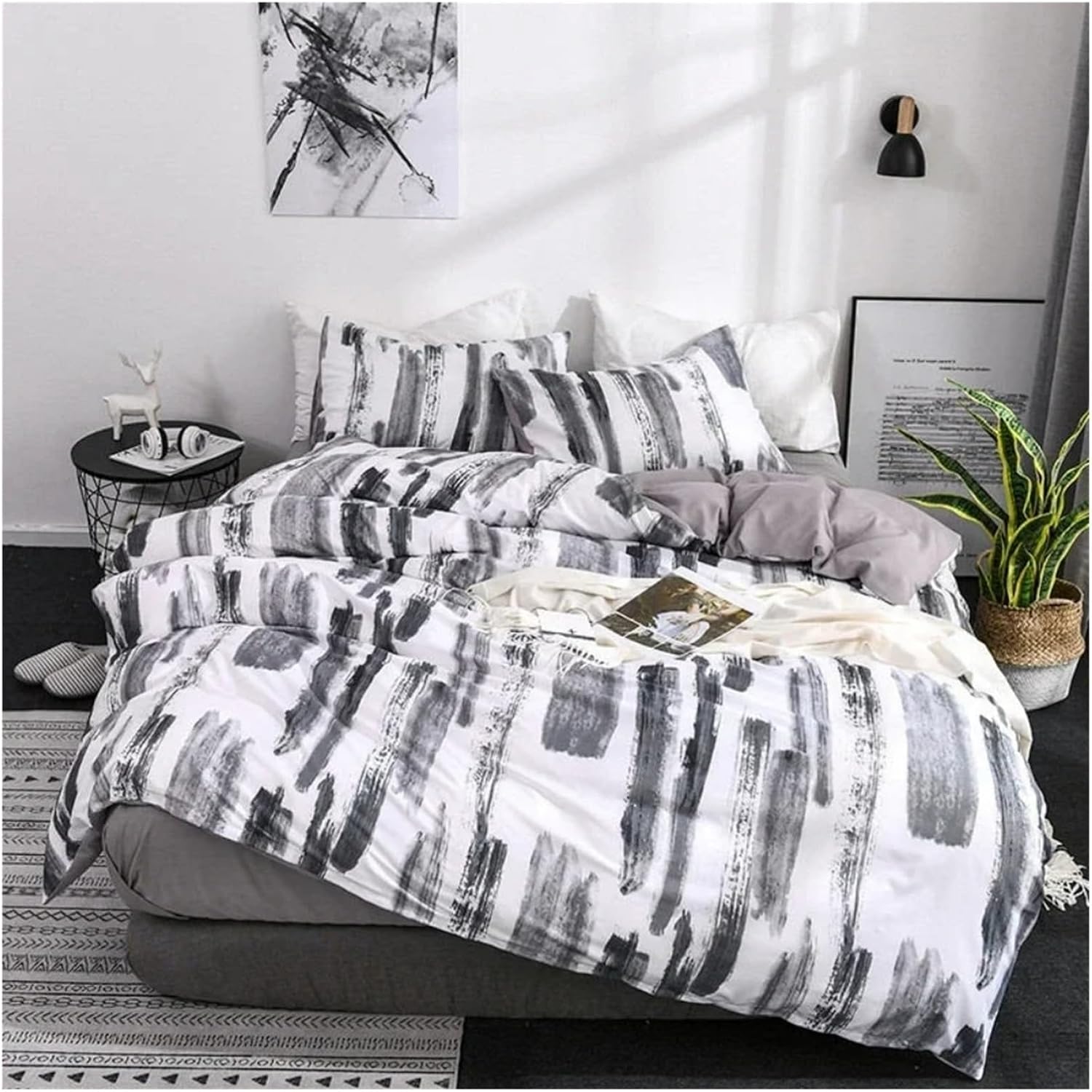 Floral Print Bedding Set, Soft Comfortable Duvet Cover Set 3 Pieces No Sheets,Bed