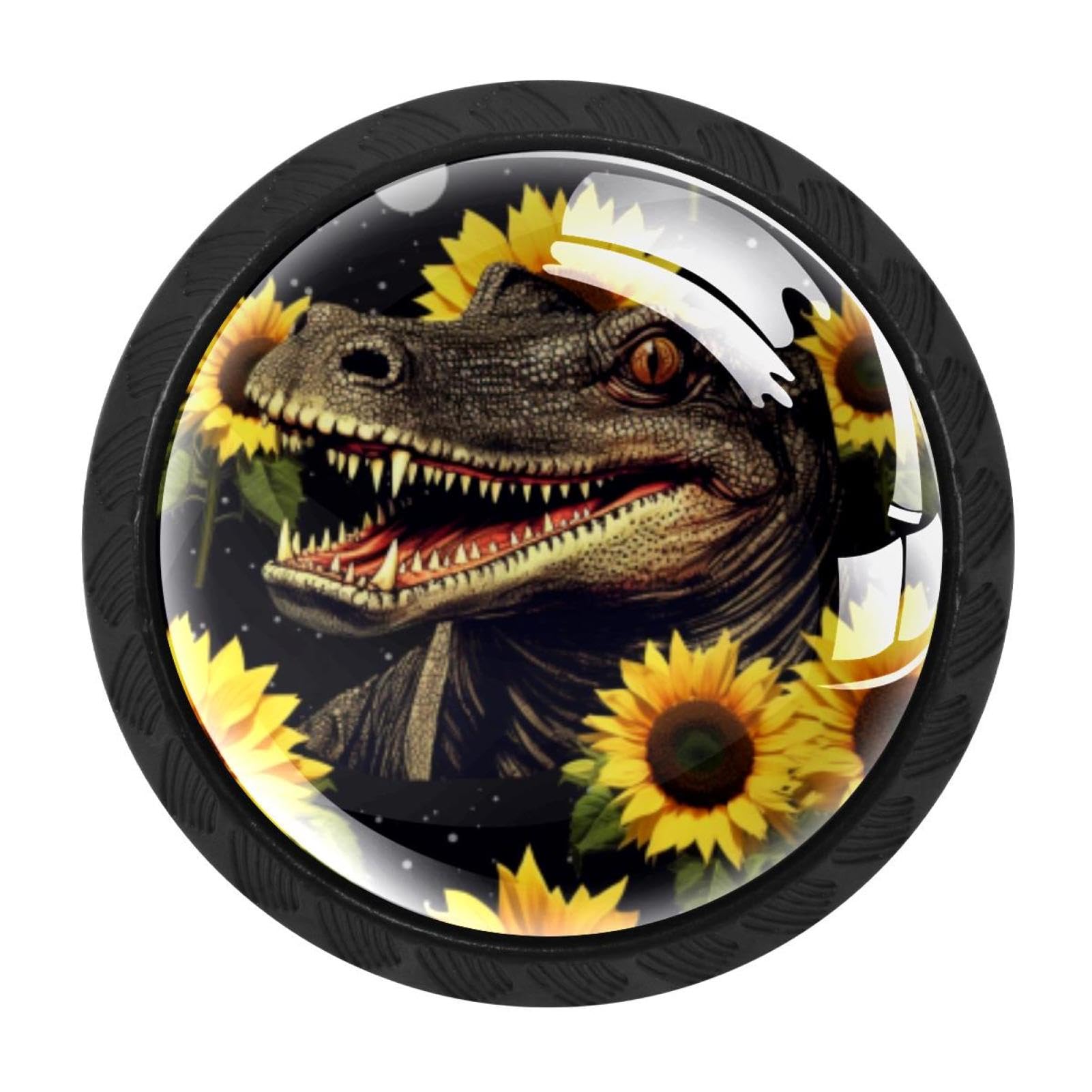CHENZZZZ 4 Pieces Crocodile Starry Sunflower Kitchen Cabinet Knobs Drawer Knobs Dresser Knobs Black Knobs Drawer Pulls Dresser Drawer Handles Knobs for Dresser Drawers