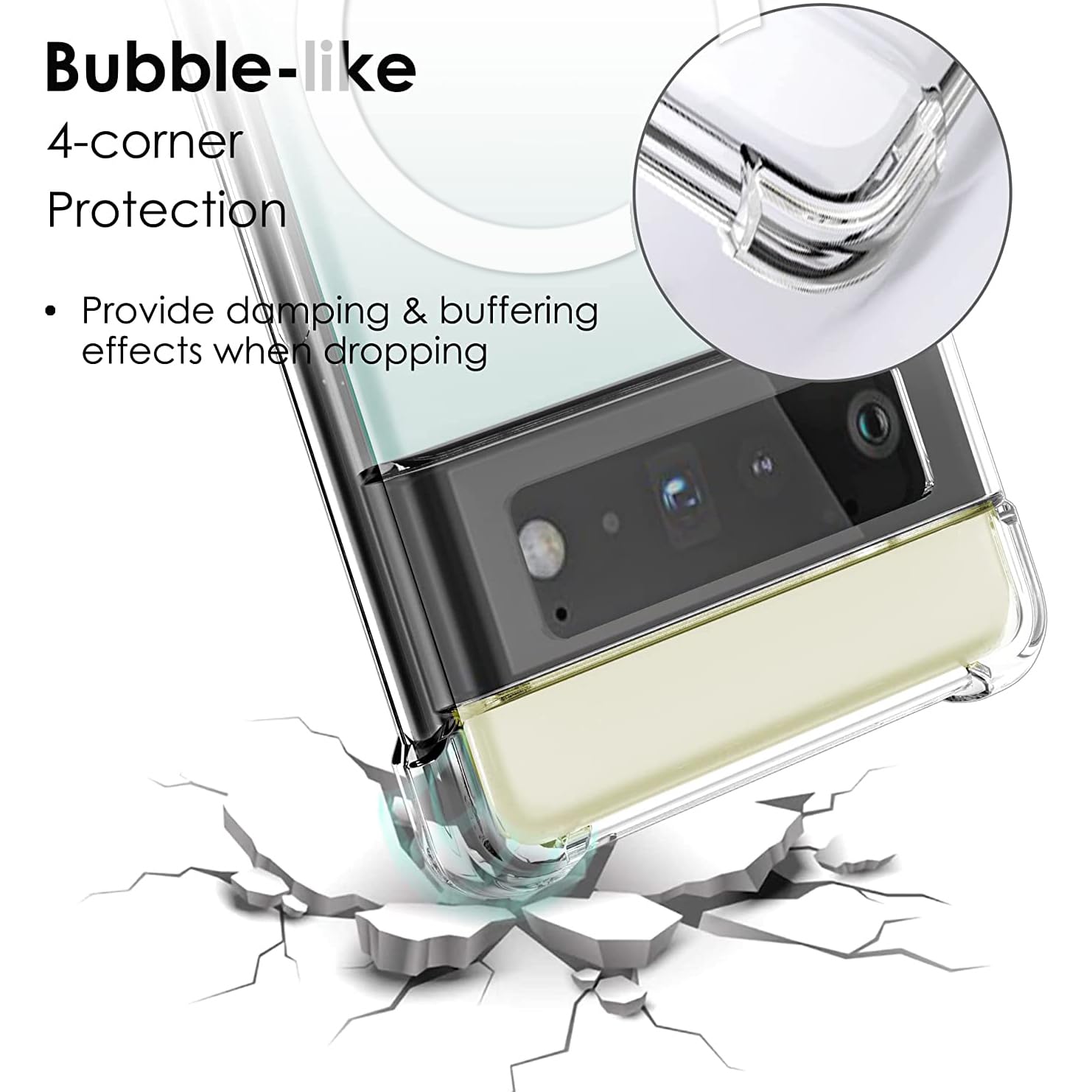 KIOMY Case for Google Pixel 6 Shockproof Bumper Protective Cover Hybrid Design Hard PC Back + Flexible TPU Raised Bezel Slim Fit with Airbag Corners Magnetic Compatible with Magsafe Wireless Charging - Image 3