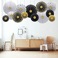 Vista 4 de Decoración de abanicos de papel para colgar en fiestas, cumpleaños, bodas, despedidas de soltera, fiestas de techo, revelación de género, decoración