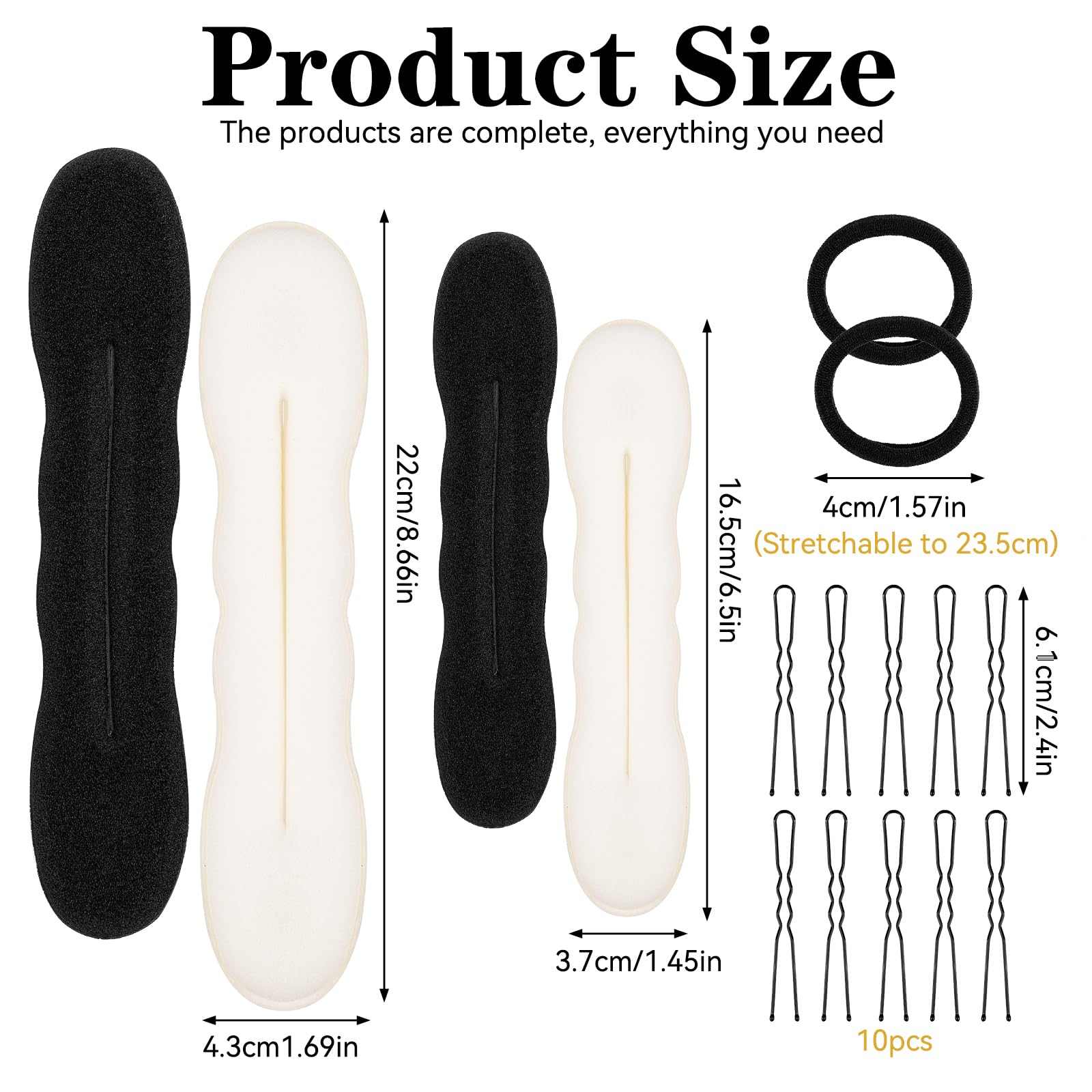 4 Pezzi Chignon per Ciambella, Fantastico strumento per la creazione rapida di raccogliere i capelli in modo semplice e veloce Spugna per Chignon Accessori per Capelli(2 Piccoli, 2 Grandi)