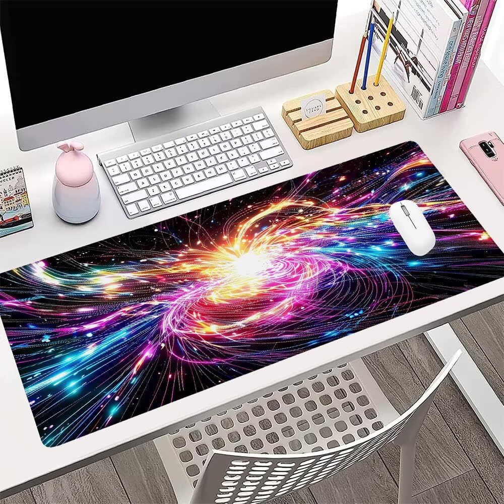 Alfombrilla de Mouse para Juegos, Nero, XXL, Antideslizante, Impermeable, Diseño de Astratto, Extendido, Grande, 1200x600x3mm, para PC, Laptop, Ufficio, Famiglia d-315