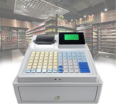 Cash Registers for Small Businesses with Cash Drawer, Electronic Smart Cash Registers with Dual Display and Auto Print Receipt, Waterproof, Oil-Proof for Store/Market/Mall/Restaurant