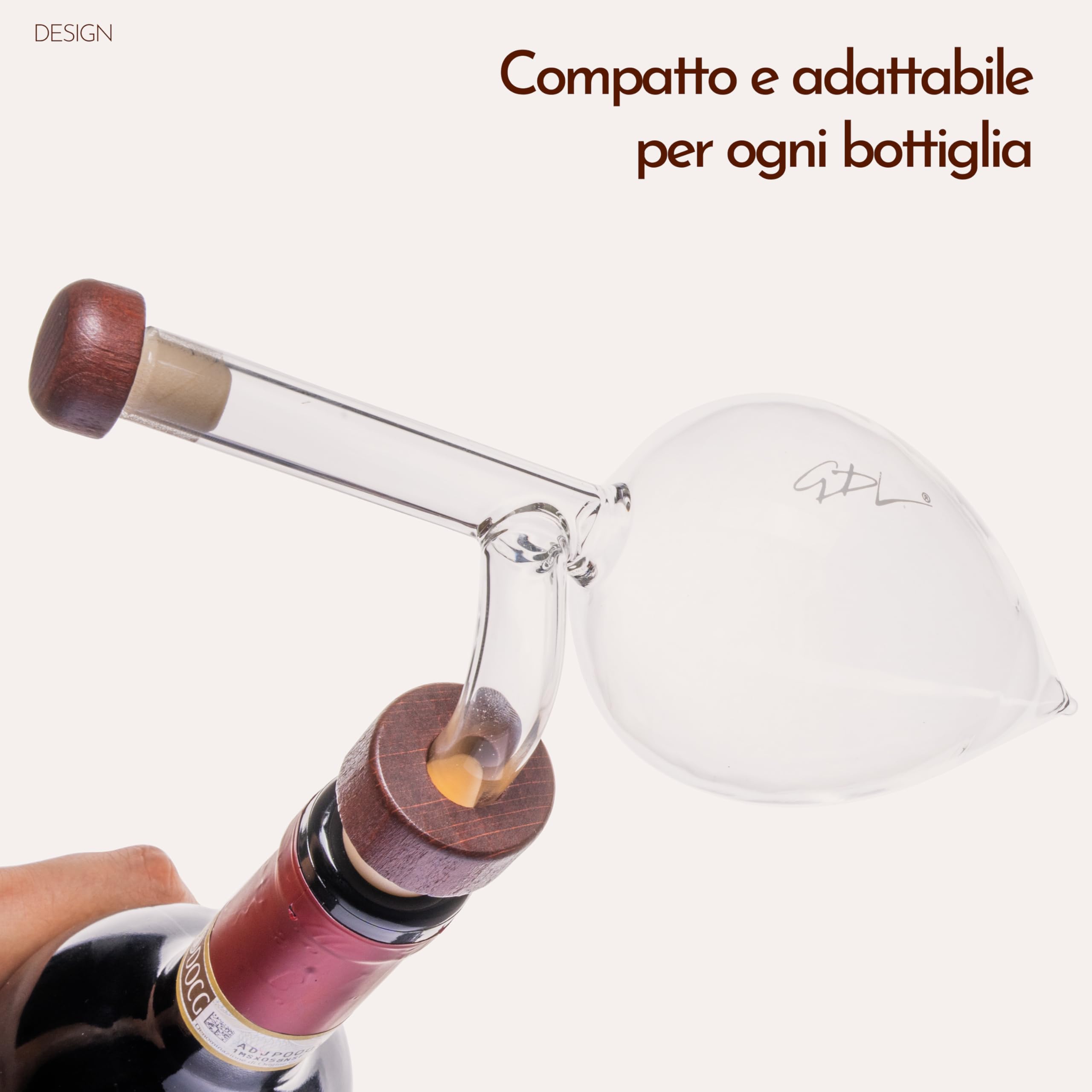 Decantador para vino con aireador de vidrio soplado 150 ml – Decantador profesional para vino tinto y blanco – Idea regalo para amantes del vino