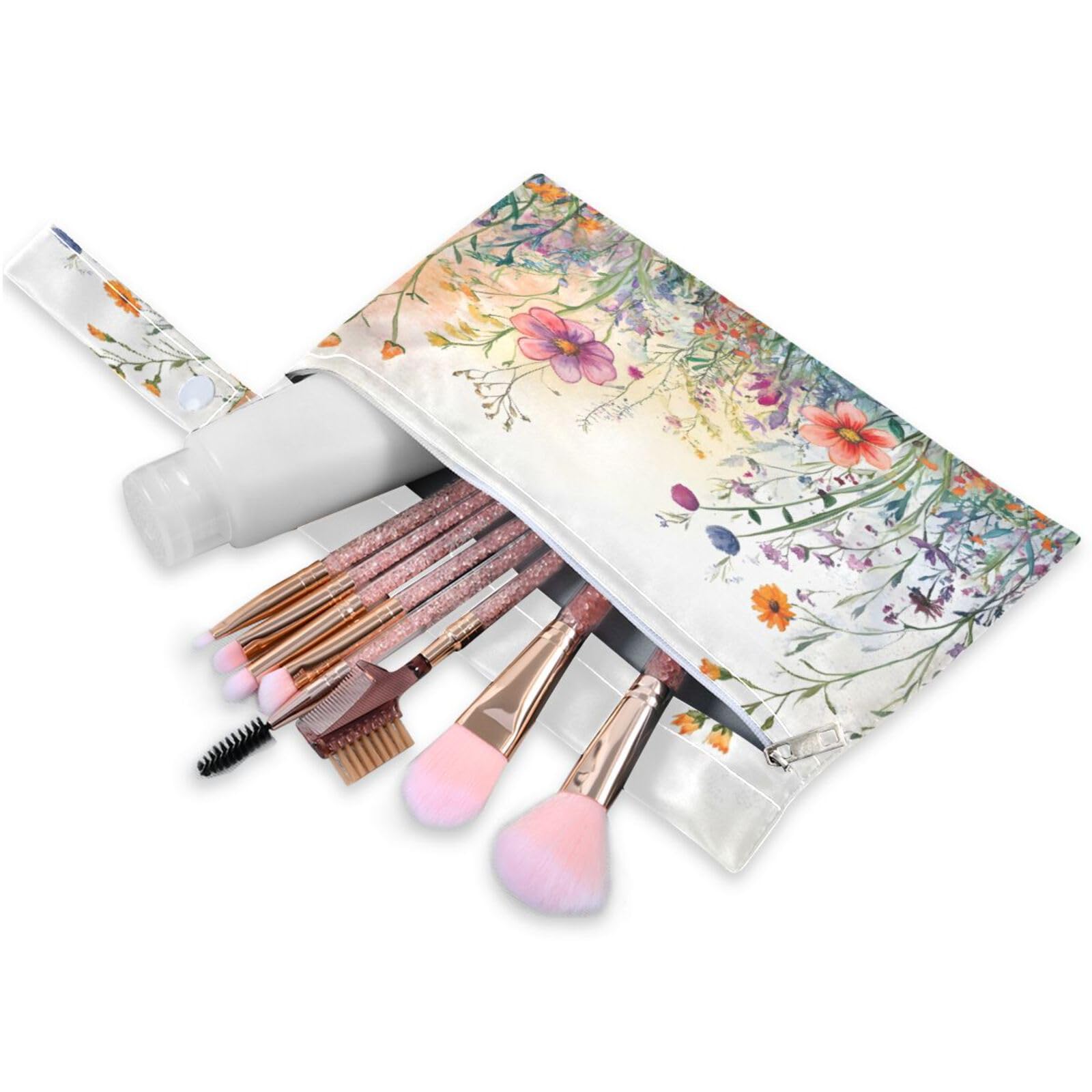 ATTX Watercolor Wildflowers Wet Dry Bags 2-Pack - Reusable Cloth Diaper Storage for Travel, Beach & Gym | Multi-Use Waterproof Bags for Swimsuits, Baby Clothes, Sports Gear#462