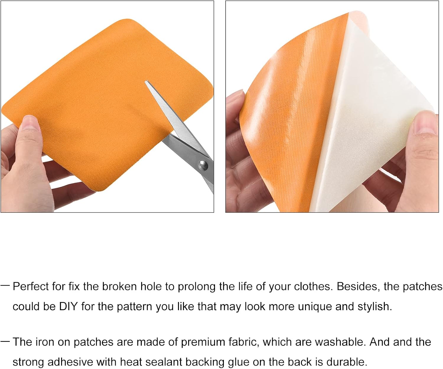 MECCANIXITY 12Pcs Iron on Patches for Clothing Repair Fabric Repair Patches Iron-On Mending Fabric Orange 4.9"x3.7" for Clothes, Pants, Bags Hole Repairing and Decoration