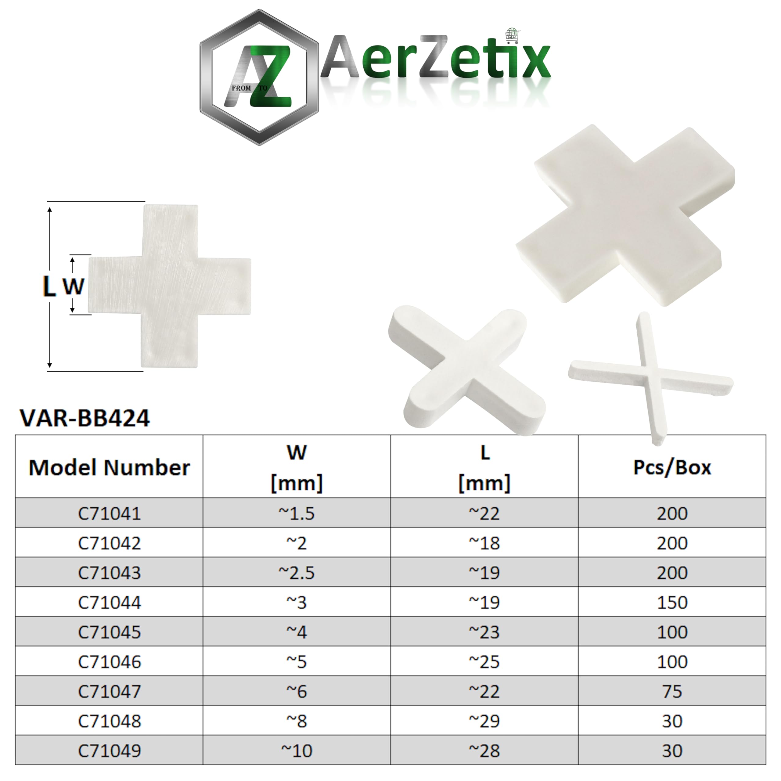 AERZETIX - C71044 - Set di 150 distanziatori a croce 3mm per giunti di piastrelle e terracotta - in plastica - pavimento parete colla