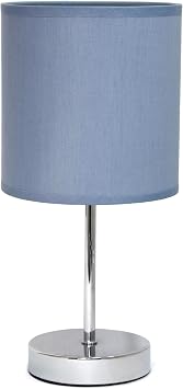 Simple Designs LT1195-PRP 11.81" Subtle Sparkle Basic Chrome Mini Table Lamp, for Living Room, Bedroom, Office, Purple Shade