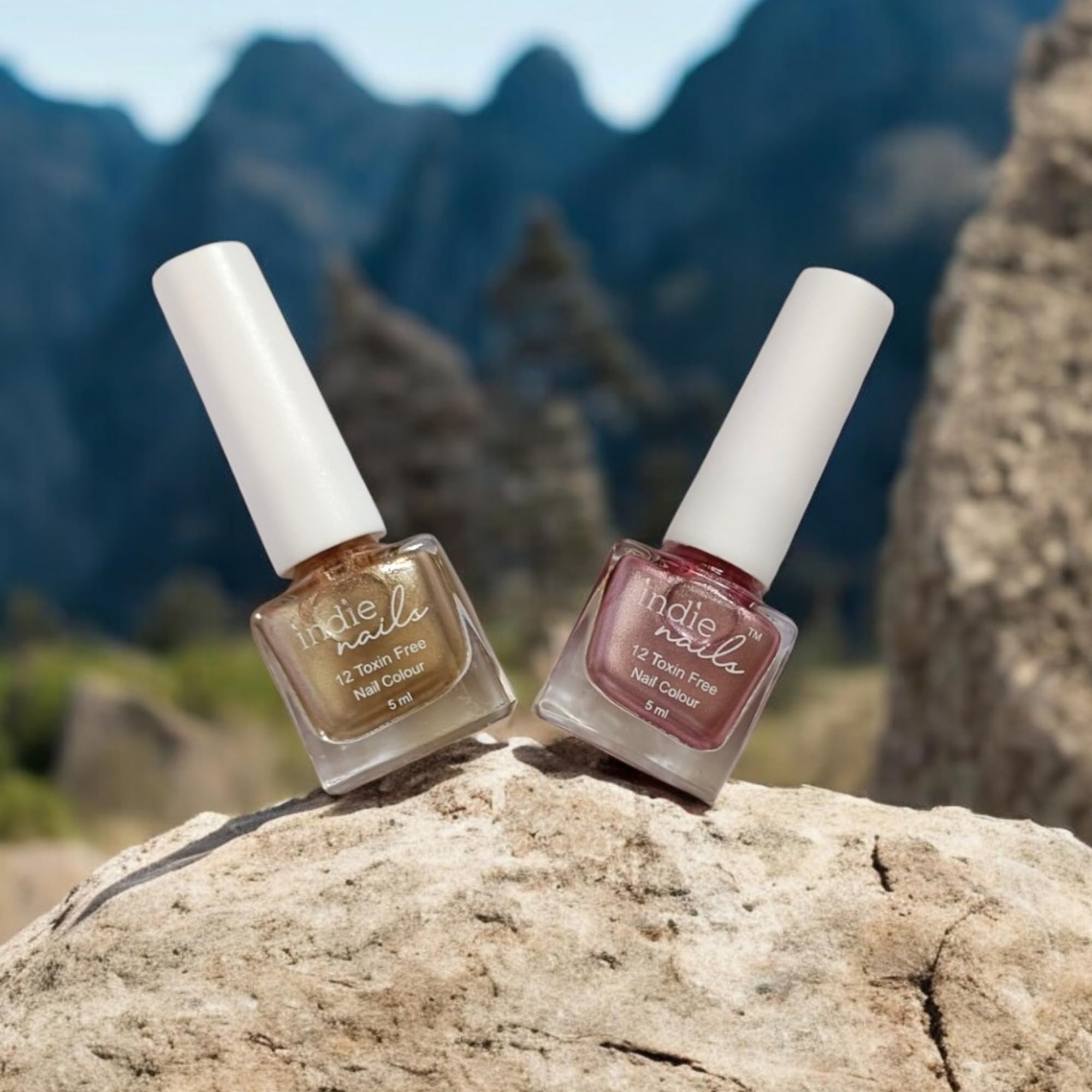 Indie Nails Nail Polish Set for Women | 12-Free, Vegan, Cruelty-Free, Quick Dry, Long Lasting, High Gloss, Chip Resistant | Nail Paint Combo Set for Women | Made in India Set of 2 Champagne Sparkle-image-27
