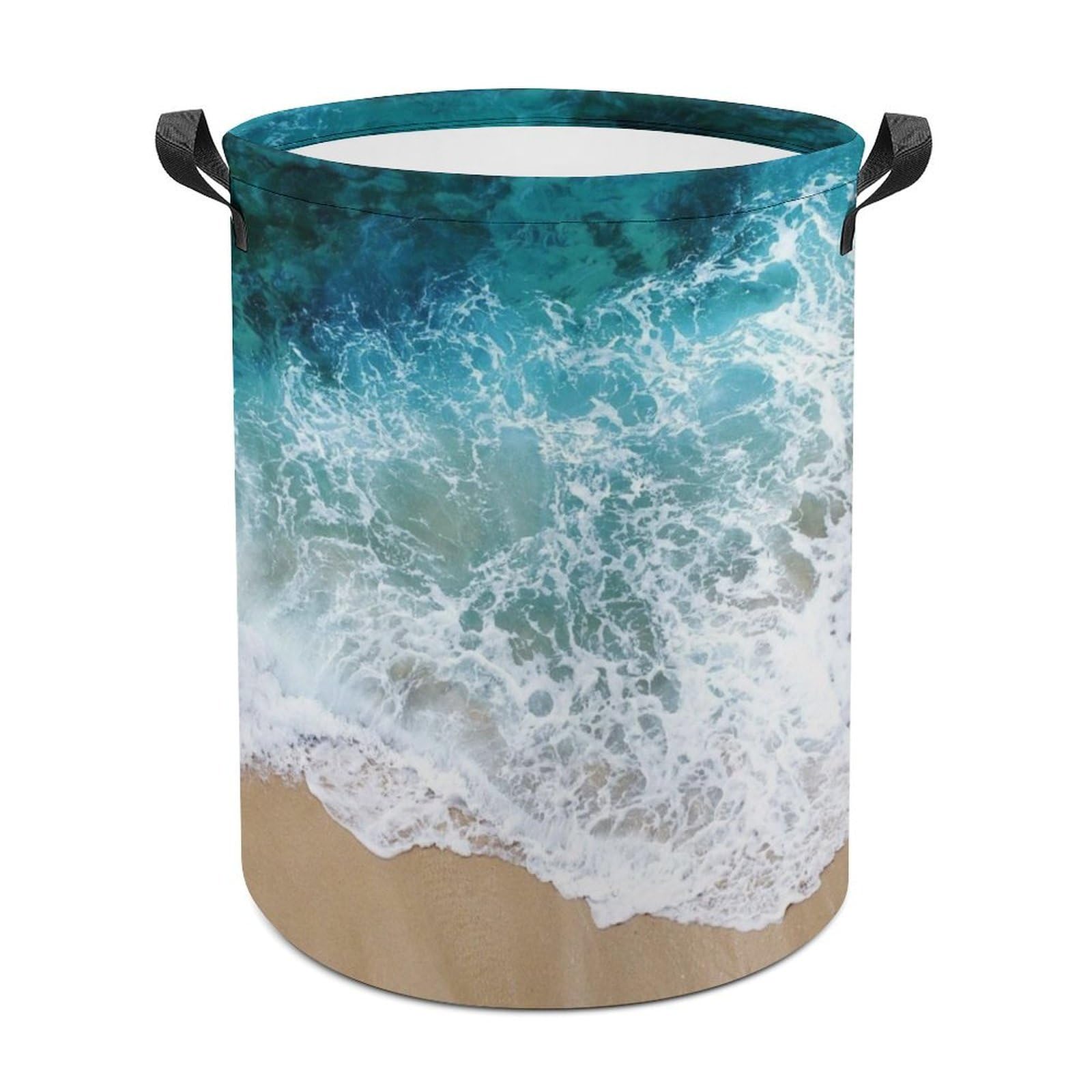 Wlntrophic Laundry Hamper, Beautiful Ocean Waves Laundry Basket, Washing Basket with Handle