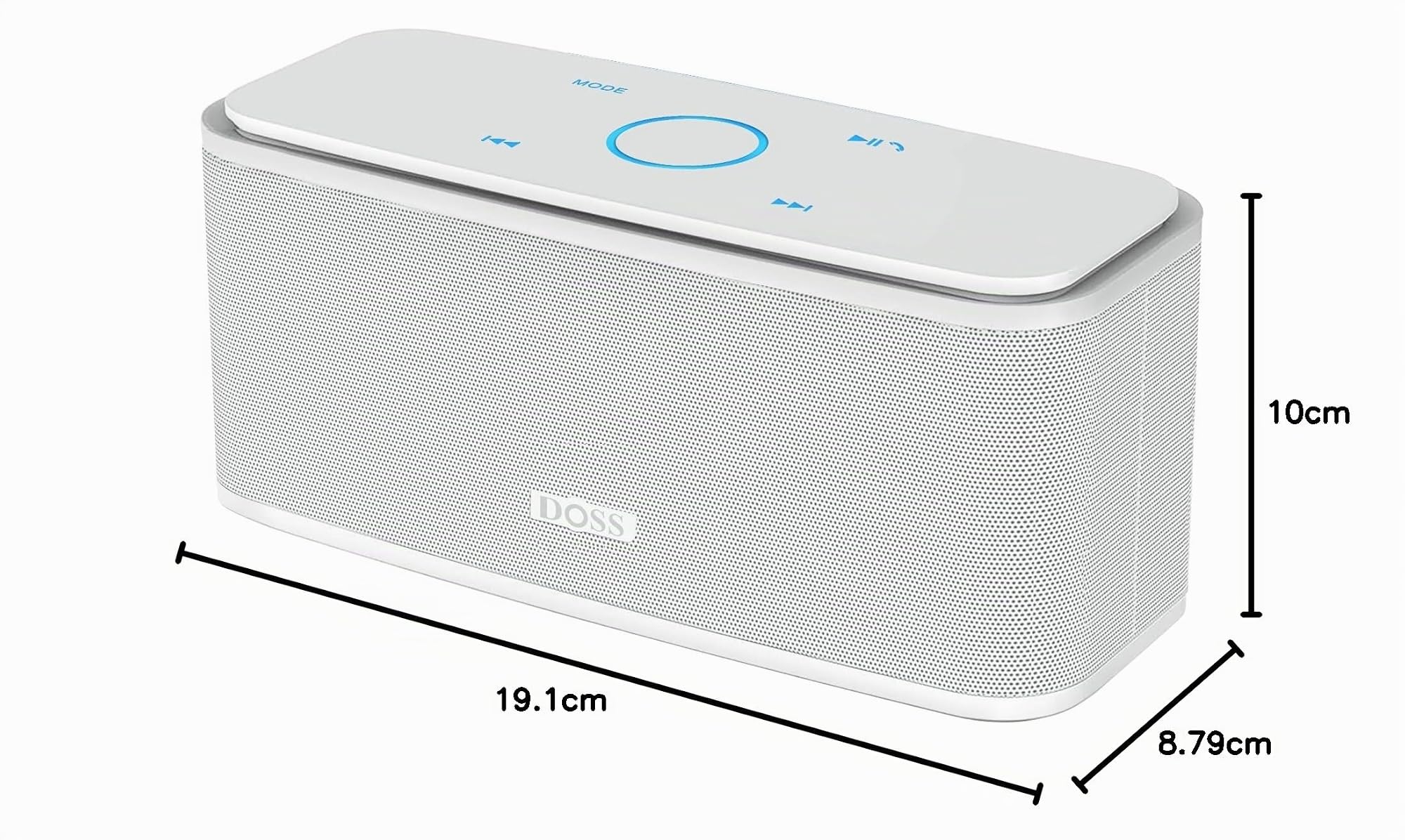 DOSS SoundBox Cassa Bluetooth 12W, Altoparlante Senza Fili Portatile Speaker, Pulsanti Touch, Suono Stereo, Microfono Integrato, Slot per Scheda TF, AUX-IN, 12 ore di Autonomia [Bianco]