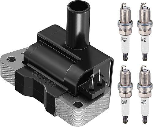 BDFHYK 1 paquete de bobinas de encendido UF731 y 4 bujías de iridio 7090 compatibles con Nissan 2001-2004 Frontier, 1996-1999 Sentra l4 1.6L 2.4L