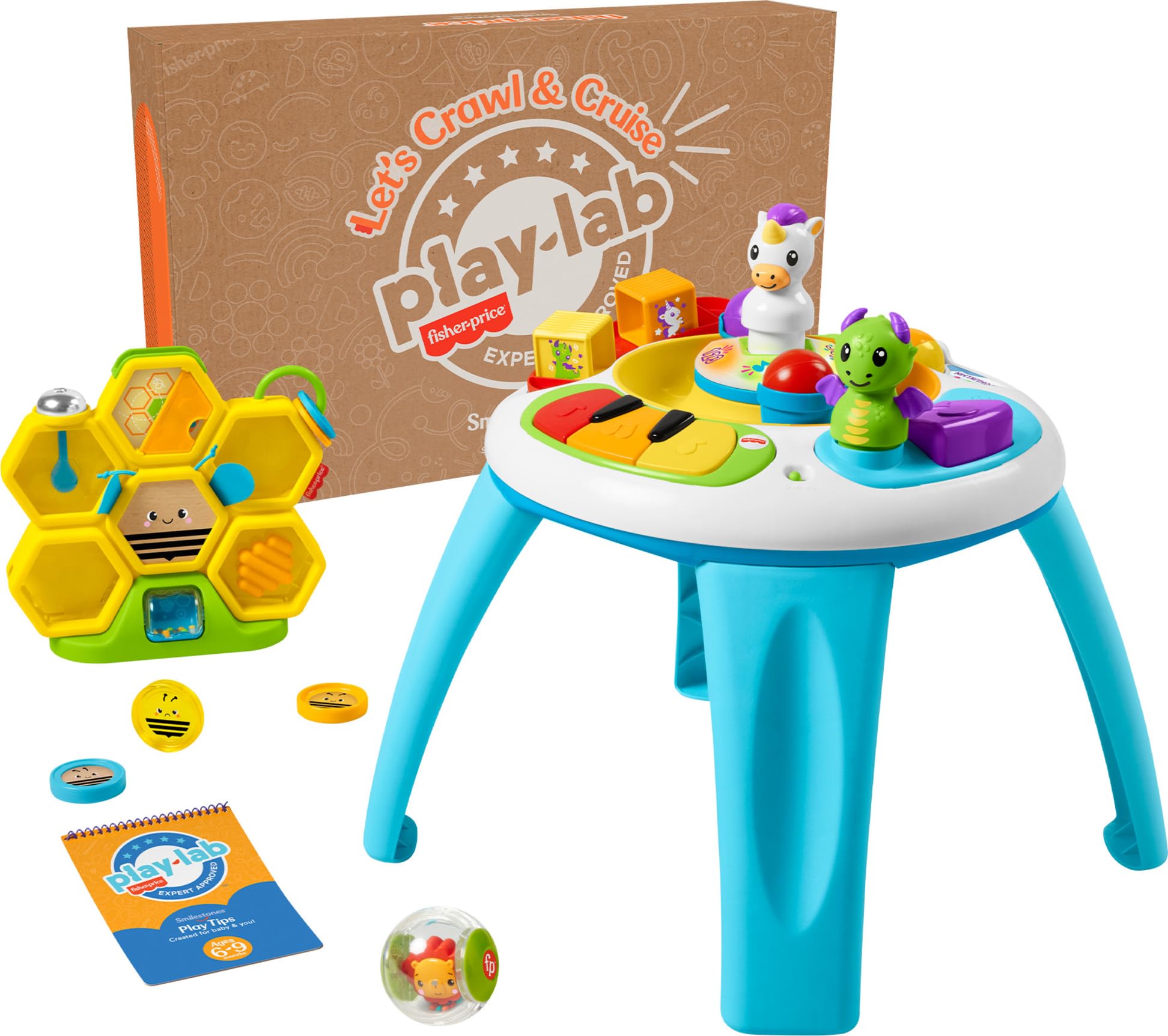 Fisher-Price Baby Play Kit Let’s Crawl &amp; Cruise Gift Set, Developmental Toys and Activity Guide for Infants Ages 6+ Months