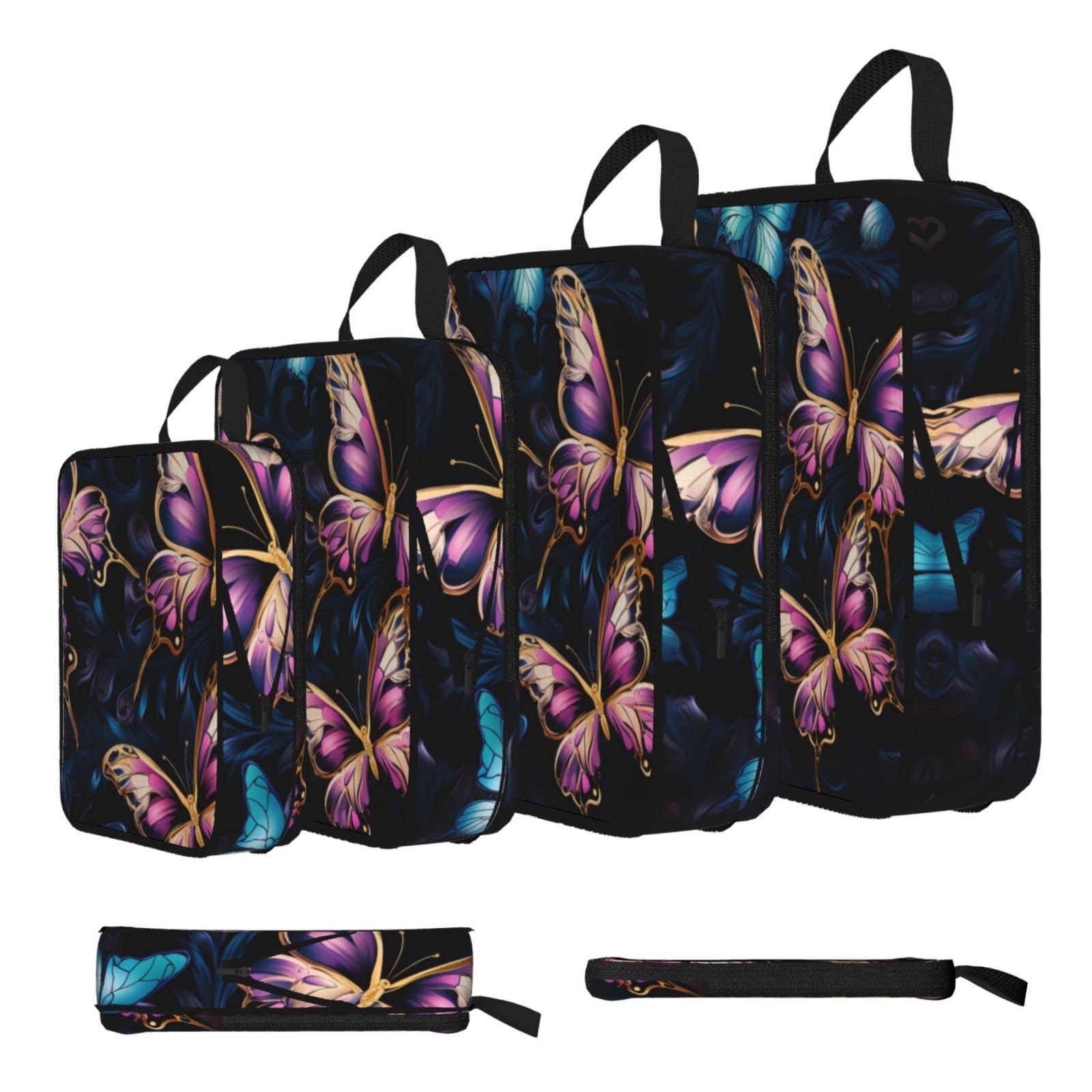 Two colorful butterflies Compression Packing Cubes 4 Piece Set