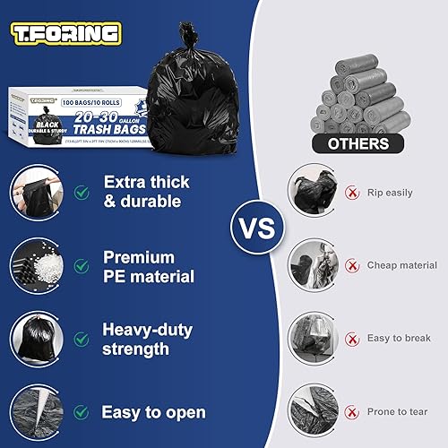 Miniatura 2 de T.FORING Bolsas de basura de 1 a 3 galones  300 bolsas de basura pequeñas sin perfume para baño, dormitorio, oficina y automóvil, colorido, fuerte y