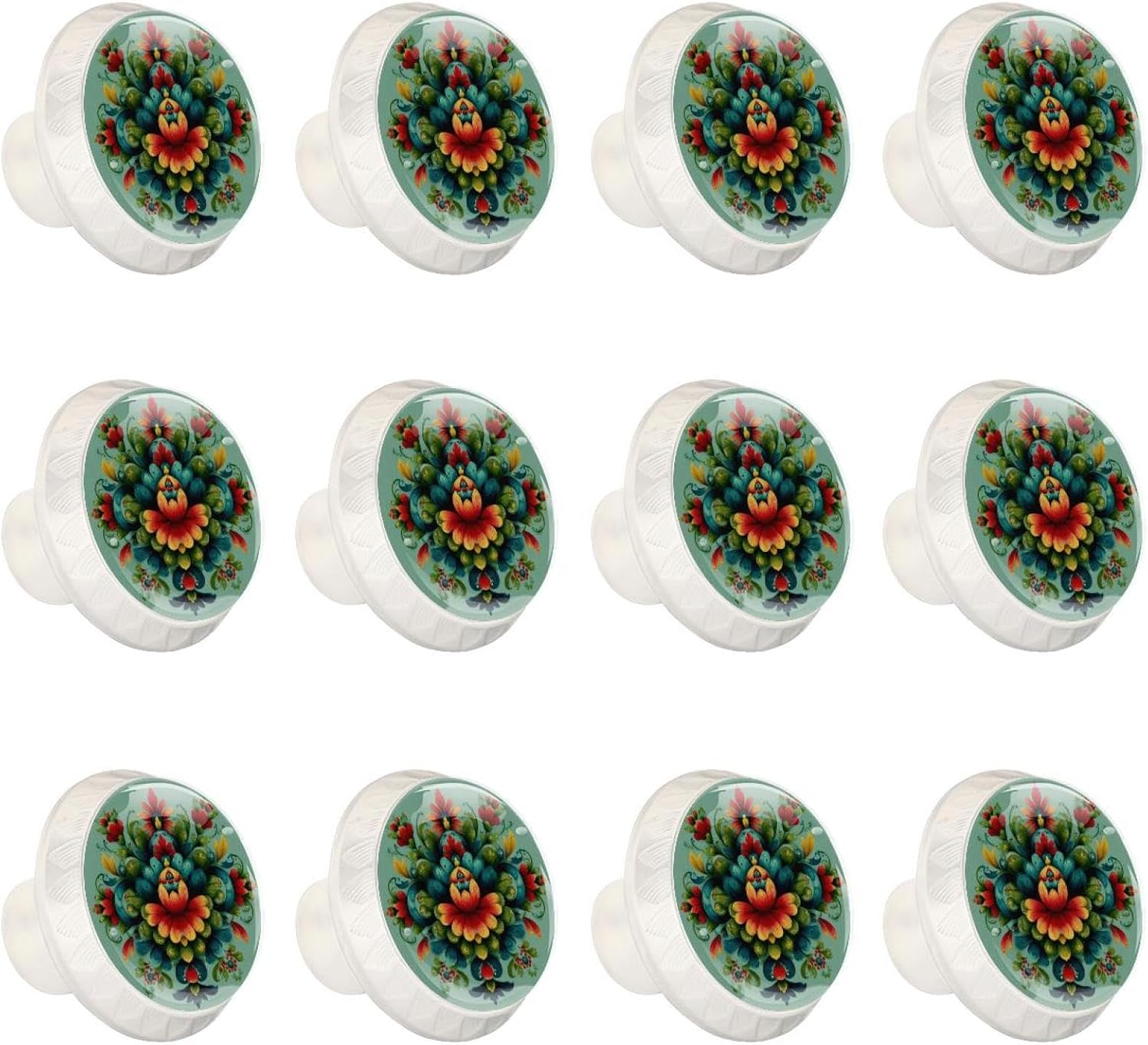 Black Norwegian Rosemaling Folk Style Flower (65) Household Drawer Knobs, Decorative Cabinet Pulls for Home Room Decoration