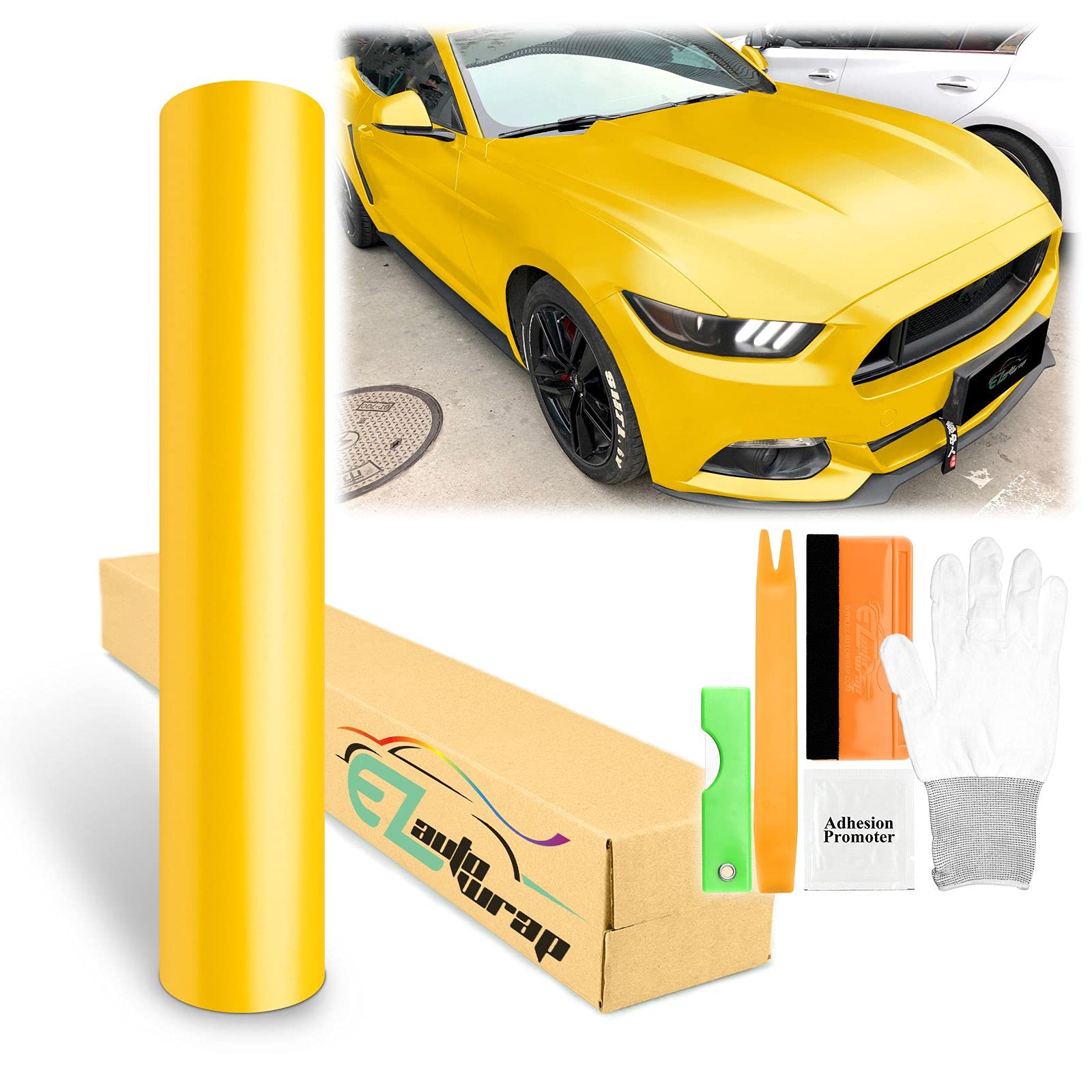 60'x600' (5FTx50FT) Yellow Matte Metallic Satin Pearl Vinyl Wrap Sticker Sheet Film