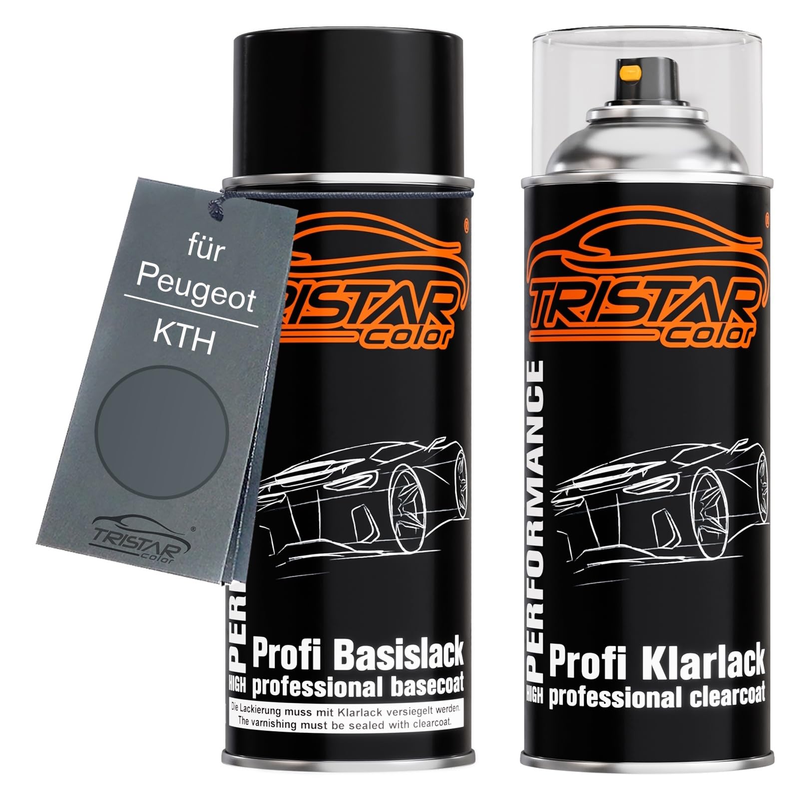 TRISTARcolor Car paint Spray can set for Peugeot KTH Gris Thorium Metallic/Thorium Grau Metallic Base coat clear coat spray can 400ml