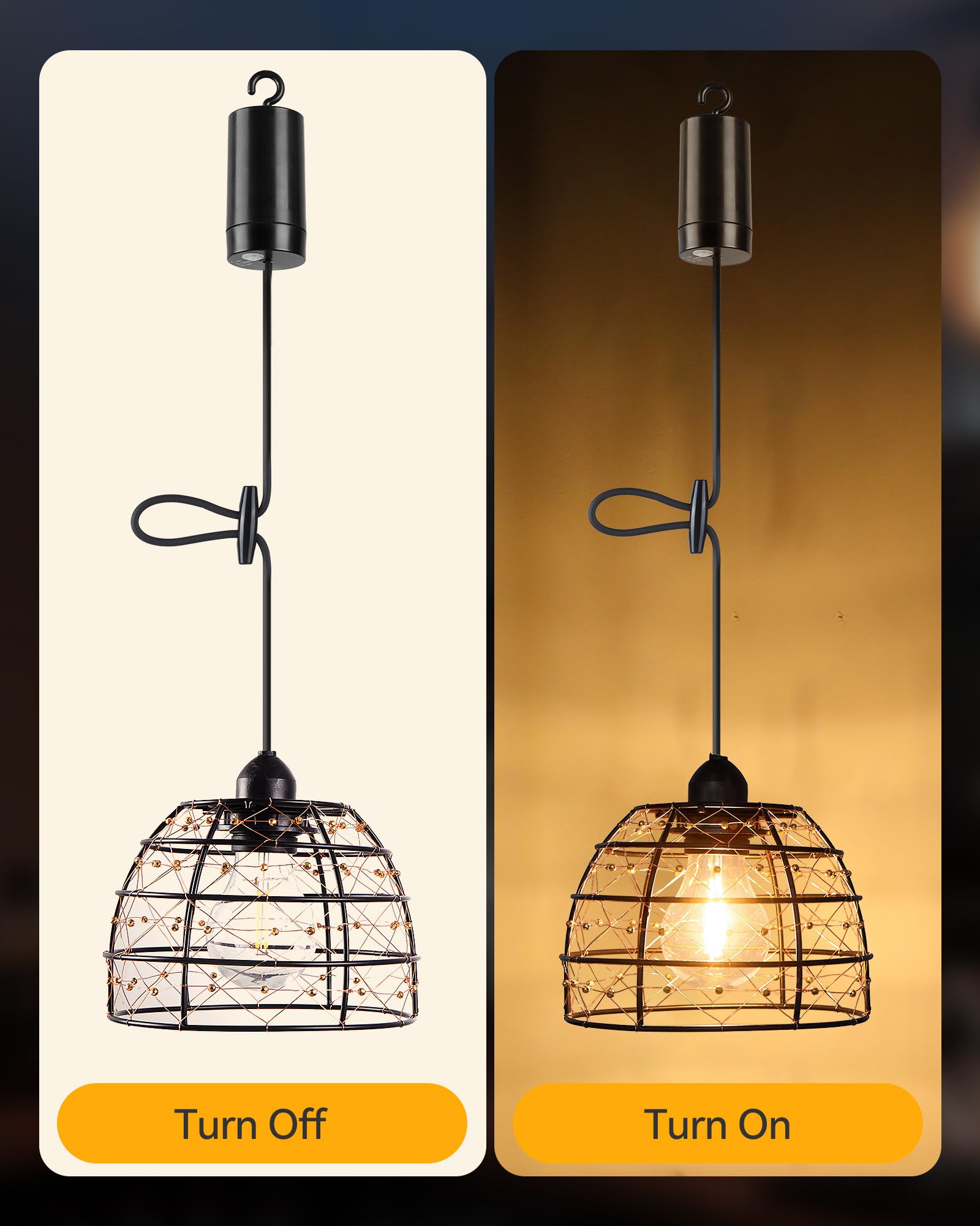 Lampe Suspendue à Piles Lot de 2 Bohème Lustre avec Télécommande Ampoule E27 Luminosité Réglable Minuterie