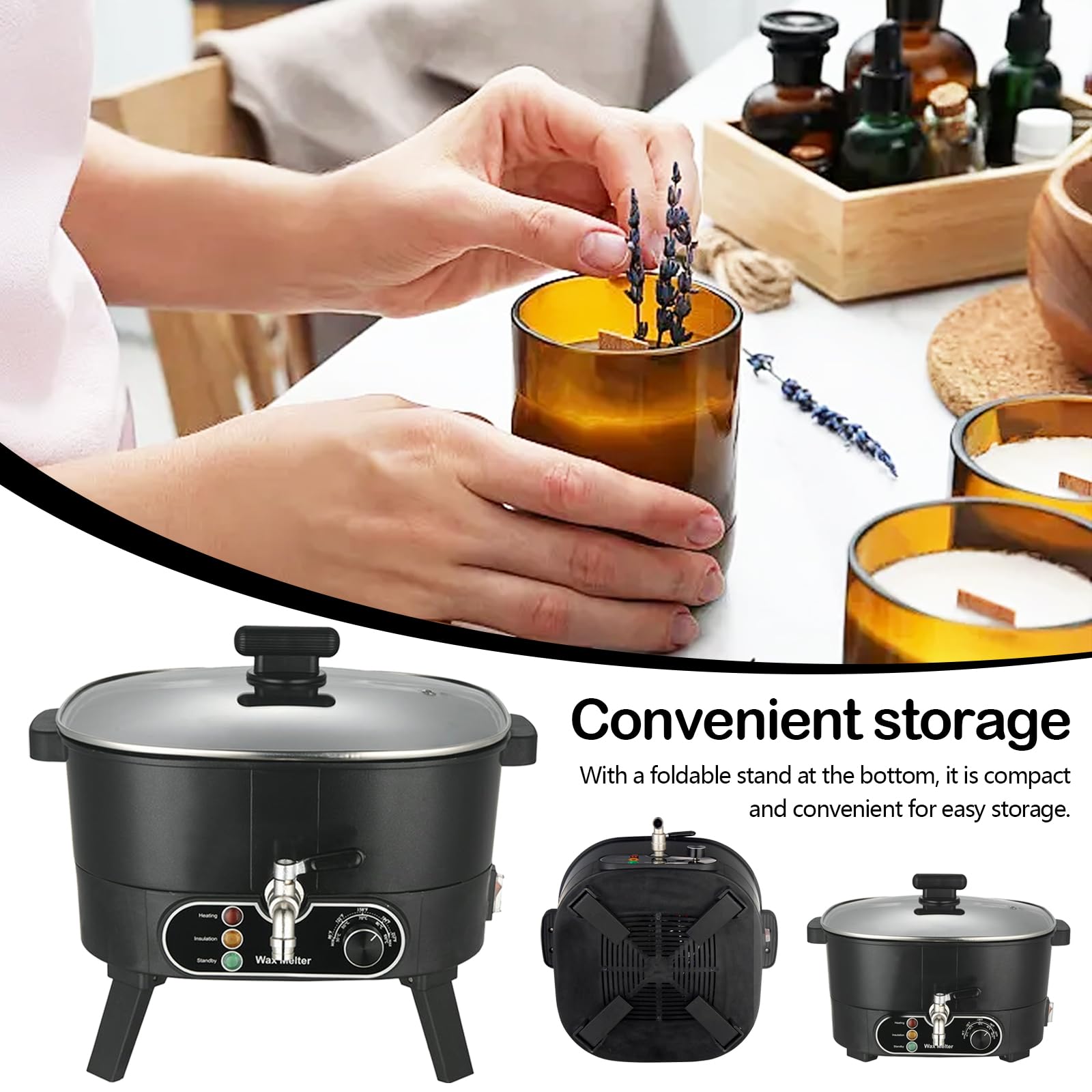 Aisny Fundidor de Cera de 6L, Crisol con Pico Vertedor Olla Grande y Controlador de Temperatura Crisol de Cera para Velas de 750W 220V Máquina para Fabricar Velas Personalizadas