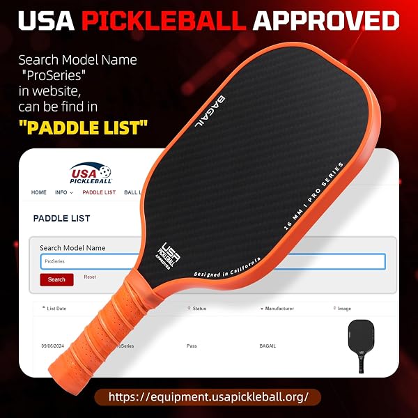 BAGAIL Set di racchette da pickleball, racchette con 4 palline, leggere - Elevato assorbimento degli urti - Ergonomiche, adatte per partite indoor e outdoor - 2
