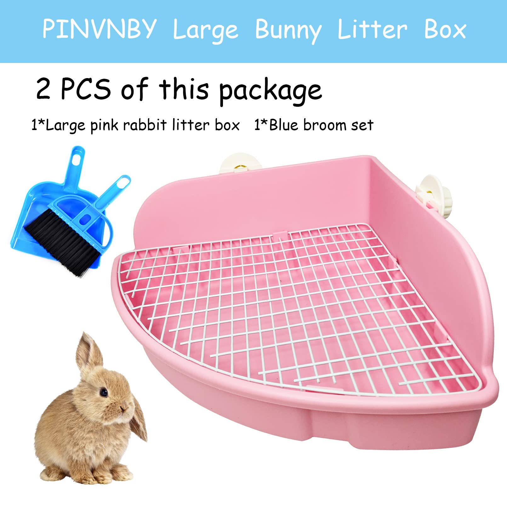 PINVNBY Caja de arena grande para conejos, caja de inodoro de esquina de conejo, jaula de animales pequeños, inodoro para mascotas, orinal para mascotas, caja con forma de abanico para conejillos de