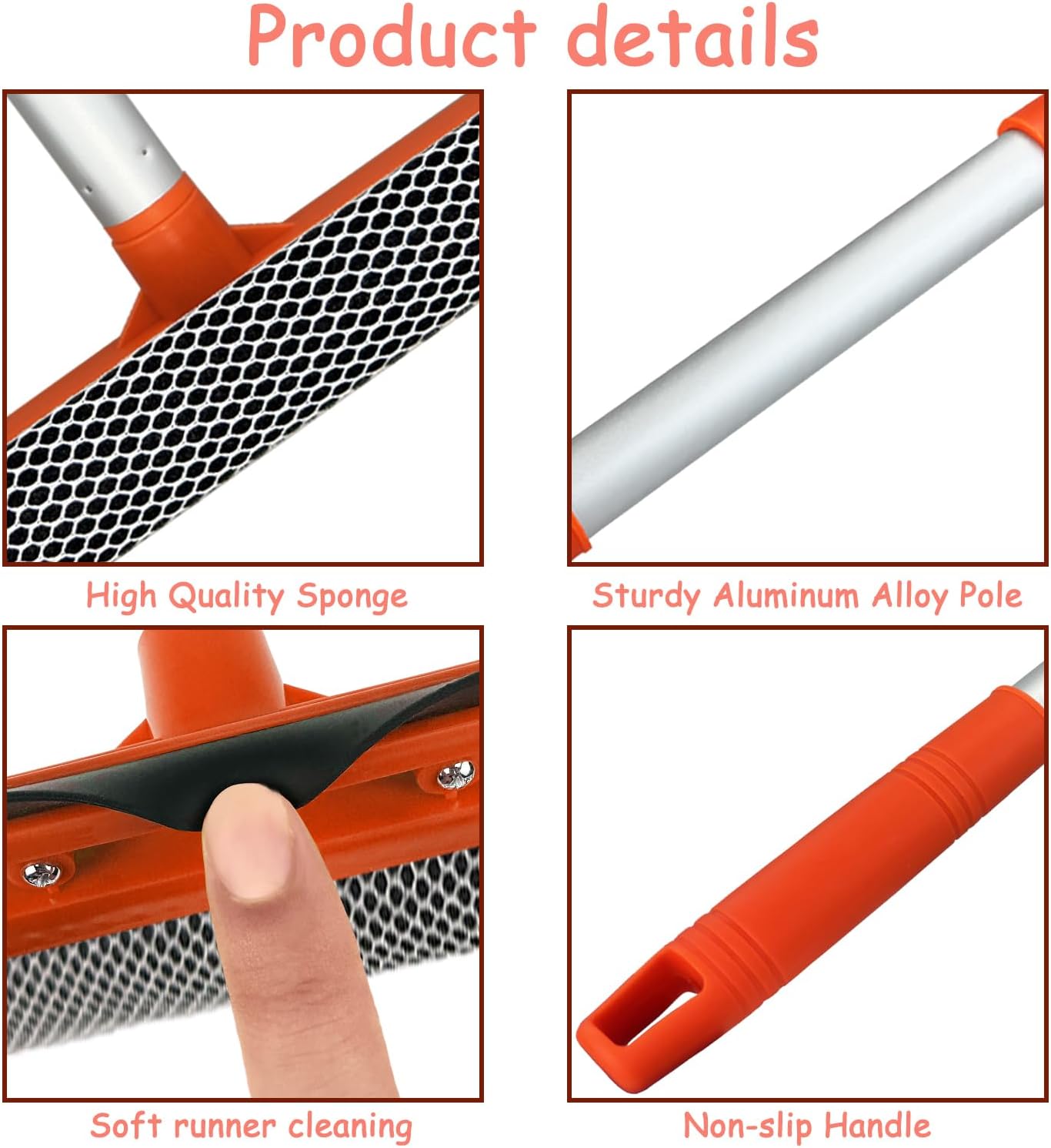 Window Squeee for Window Cleaning with Retractable Pole, Squeee Window