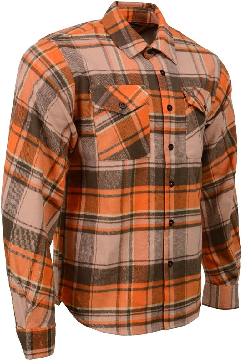 Milwaukee Leather MNG11701 Men's Heavy-Duty Cotton Flannel Shirt - MNG11701 - BRN/ORG/BGE - 3X-Large Multi