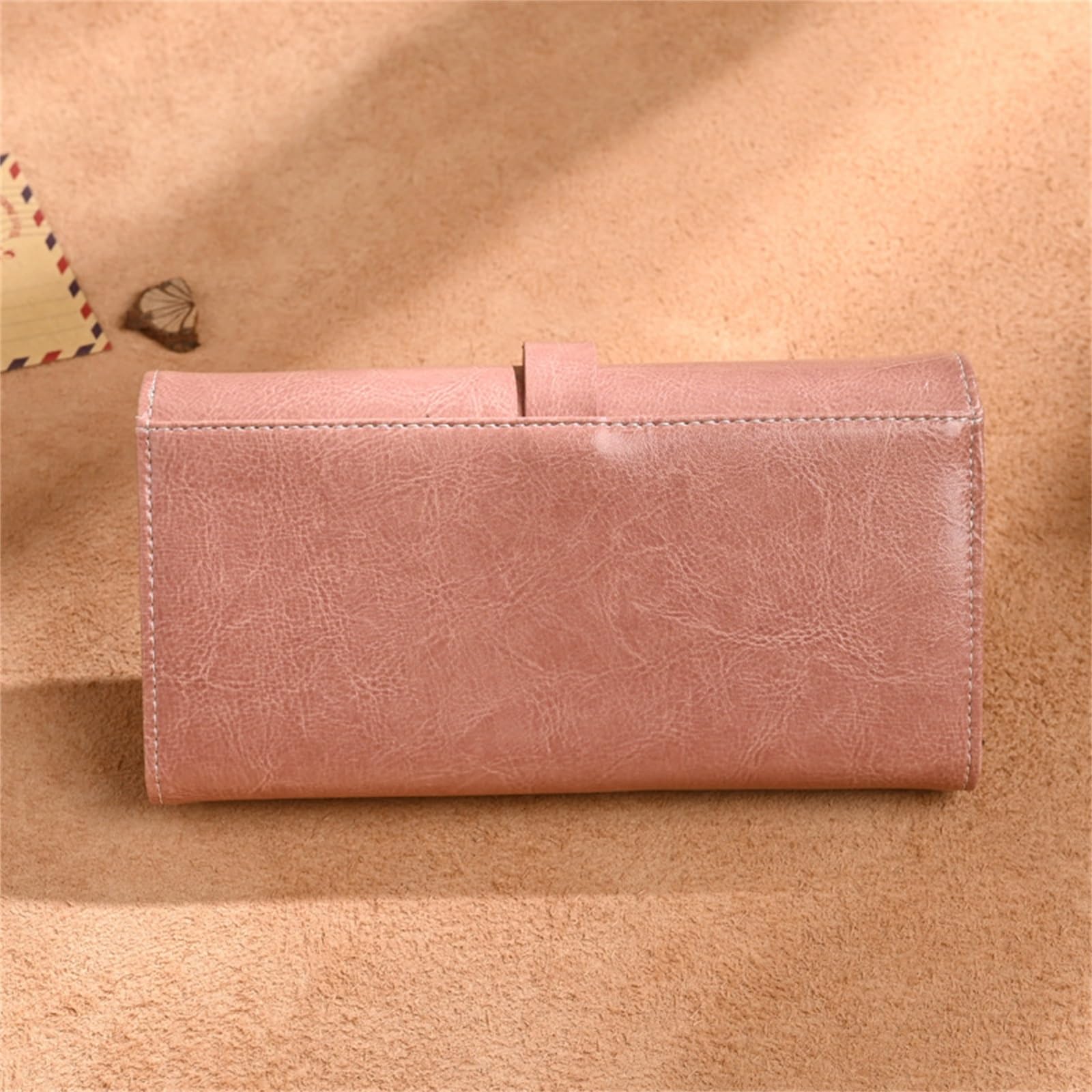 Cartera Larga para Mujer Cartera for Mujer, Monedero, Bolso, Bolsillo for Tarjetas, Triple para Viajar(Rosado)