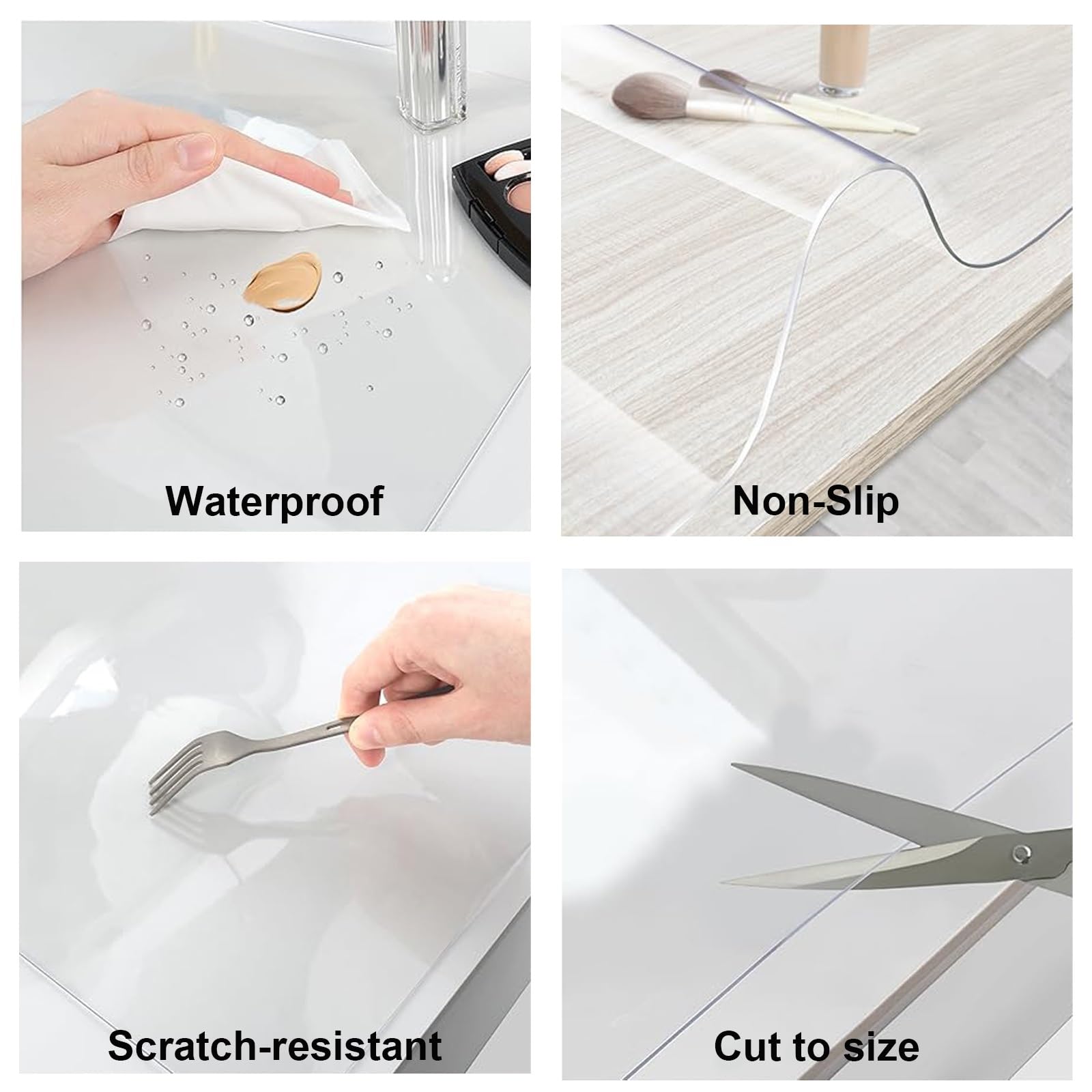 Tappetino da scrivania Trasparente, Tovaglia Trasparente in PVC 1 mm, Sottomano da Scrivania Impermeabile Antiscivolo per Ufficio casa, Cristallino Tovaglia Plastificata(120cm*200cm)