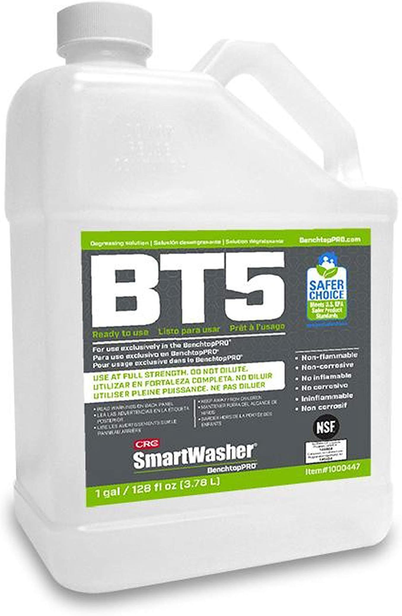 - SmartWasher 1750987 BenchtopPRO BT5 Ready to Use Degreasing Solution, Non-Flammable, Water-Based, Non-Toxic Degreaser w/Non-Irritating Scent