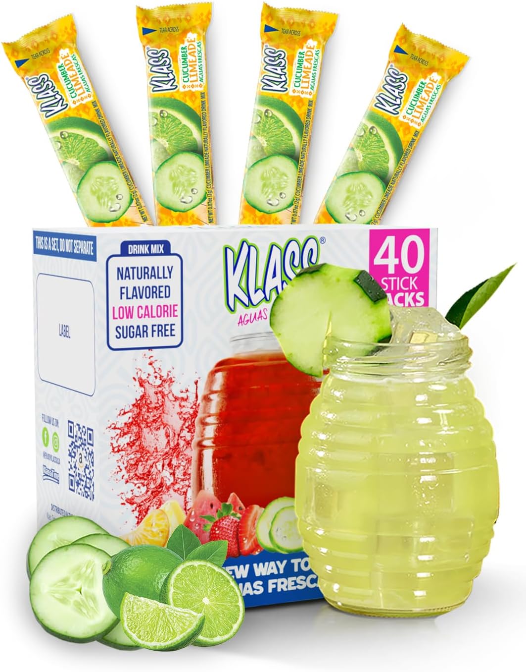 Cucumber Limeade, 10 On-The-Go Packets (Pack of 4)