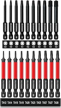 10PCS Triangle Screwdriver BitsTA12/14/16/18/20/23/25/ 27x2/30+ 10PCS Square Drive Bits SQ0/1/2/3/4, Premium S2 Alloy Steel Square Bit Set Magnetic Heads