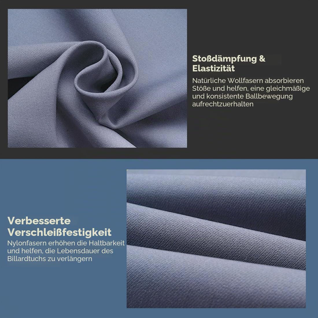 KONLLEN Billardtischdecke aus Filz mit 6 Stoffstreifen, vorgeschnittene Billardtischdecke, Filz, Billardtuch für amerikanische Billardtische mit neun Bällen